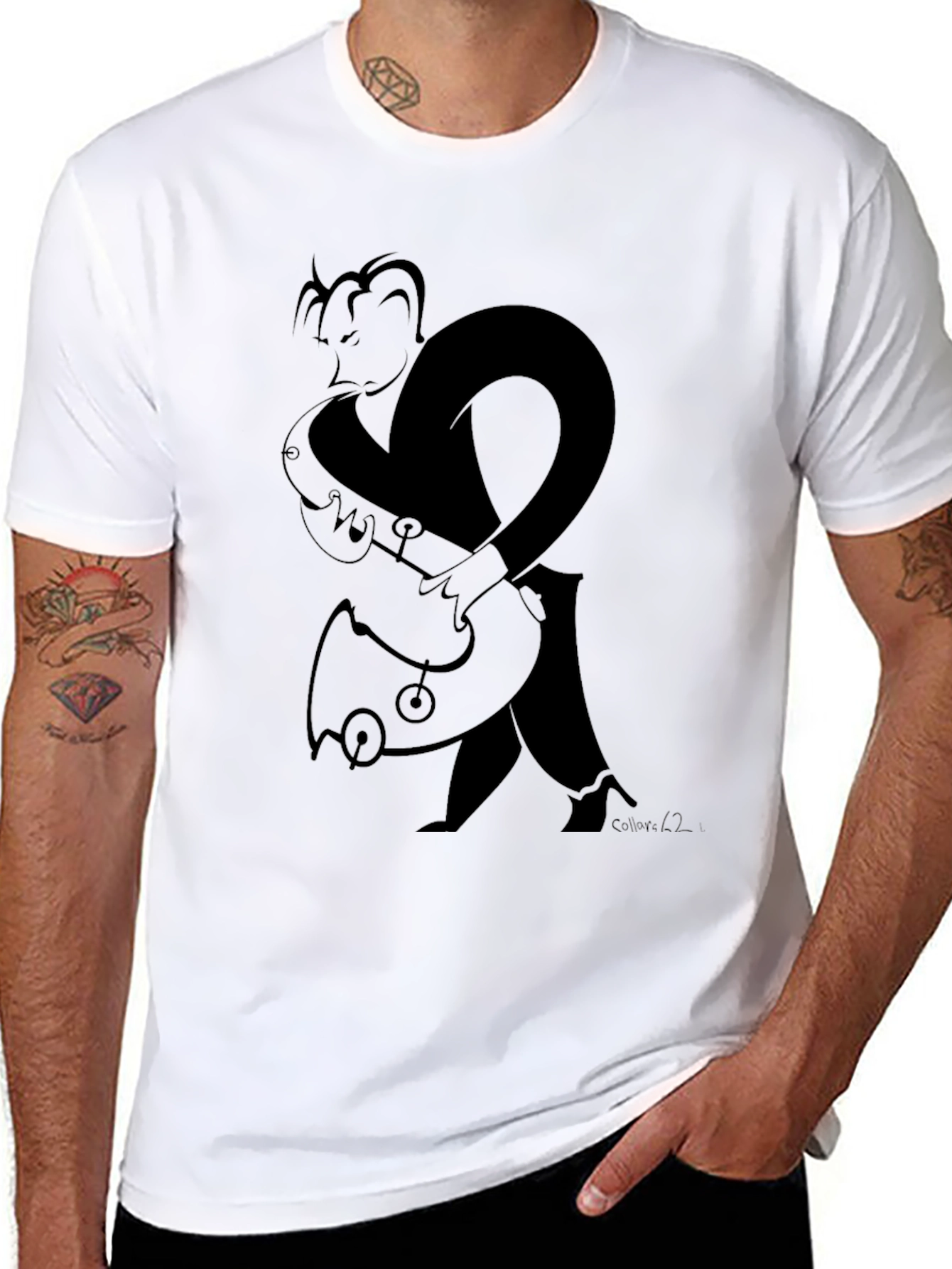 Saxophone Player Graphic Tee - Black