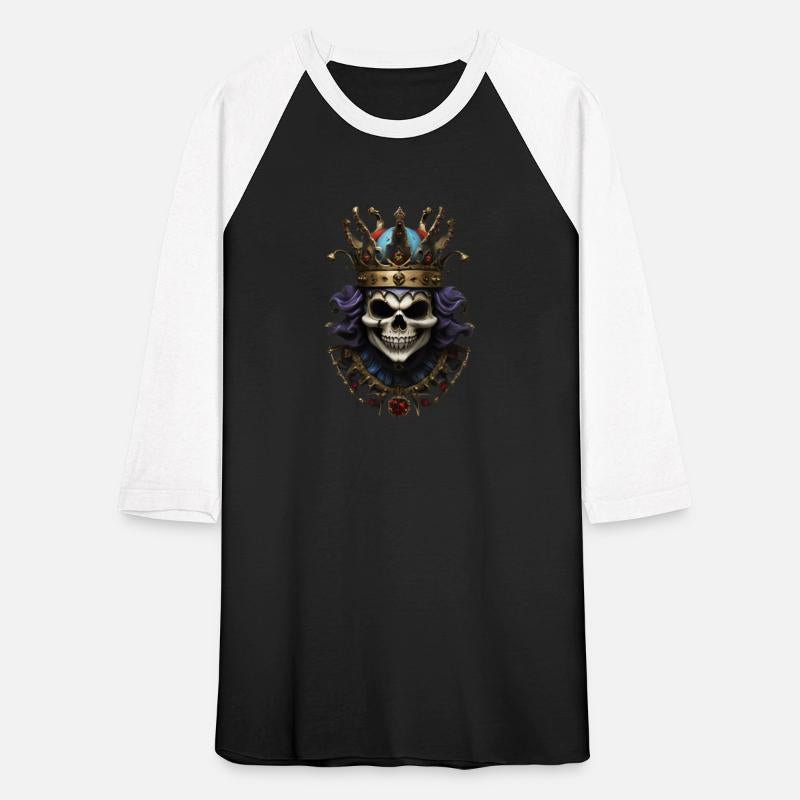 A grinning skull crowned with a jester.