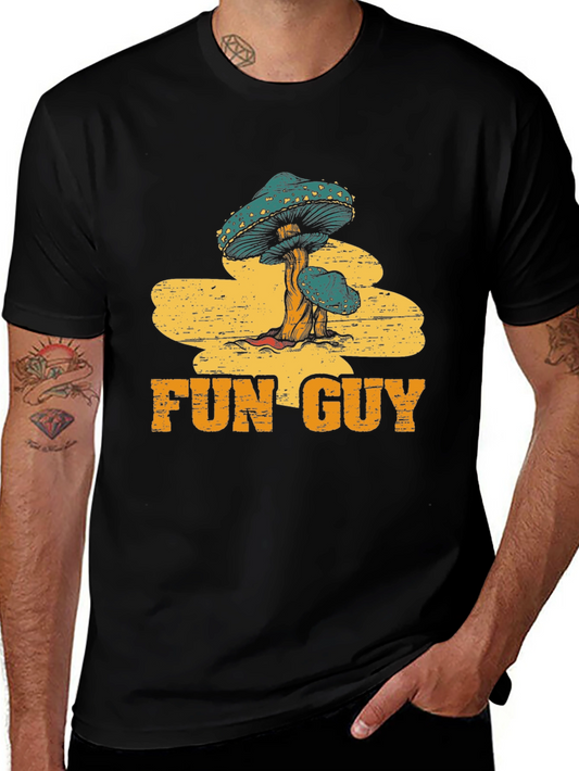 Fun Guy Mushroom Graphic Tee - Black