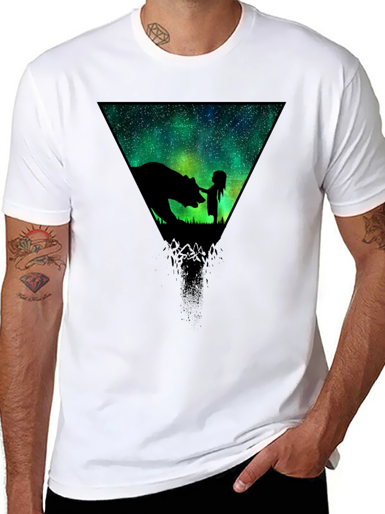 Cosmic Bear & Girl Graphic T-Shirt
