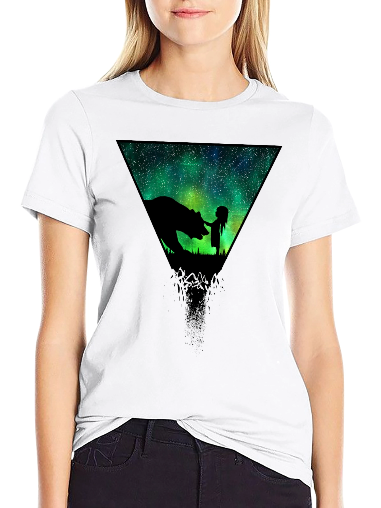 Cosmic Bear & Girl Graphic T-Shirt