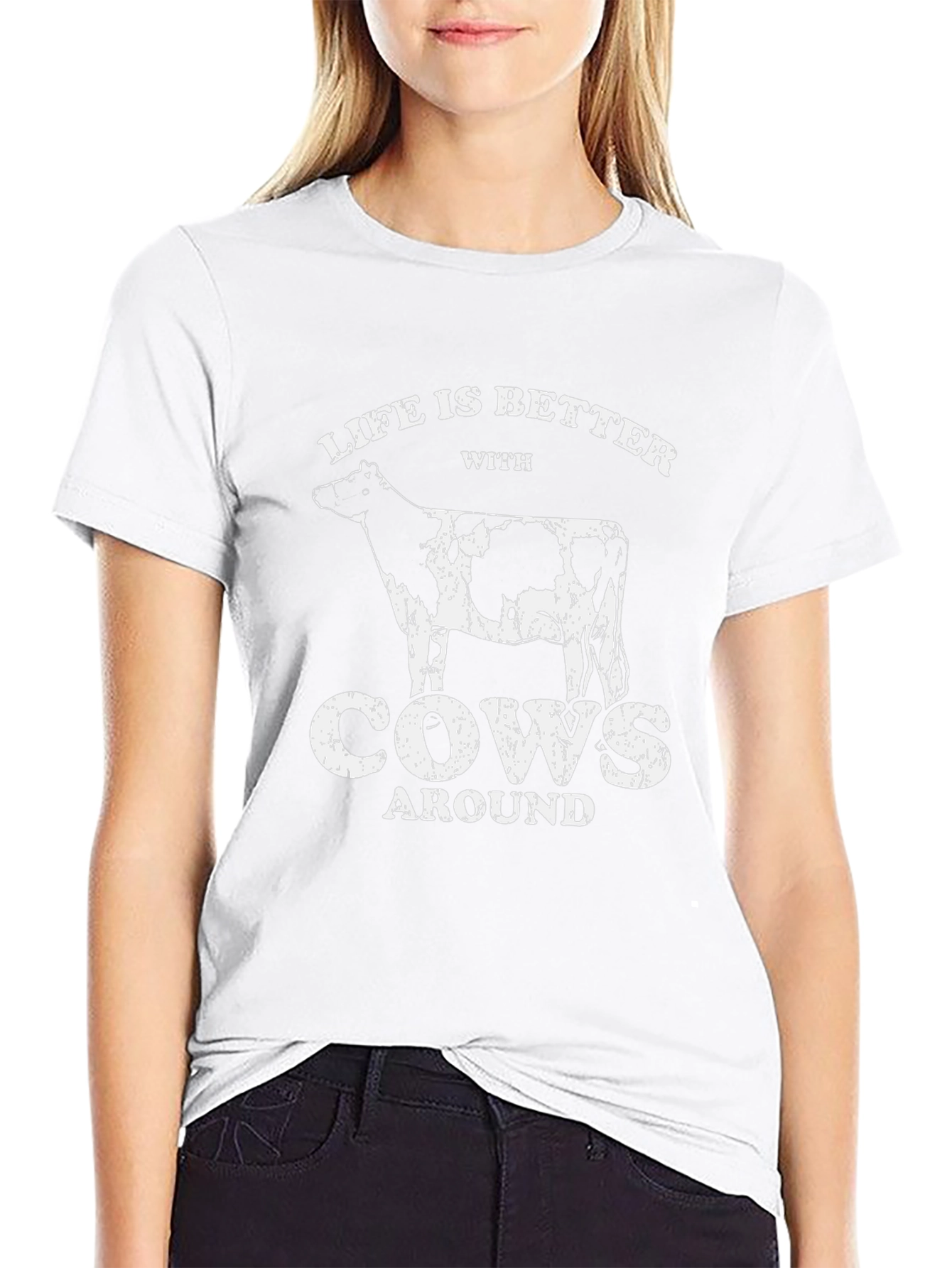 Life is Better with Cows Black Graphic T-Shirt