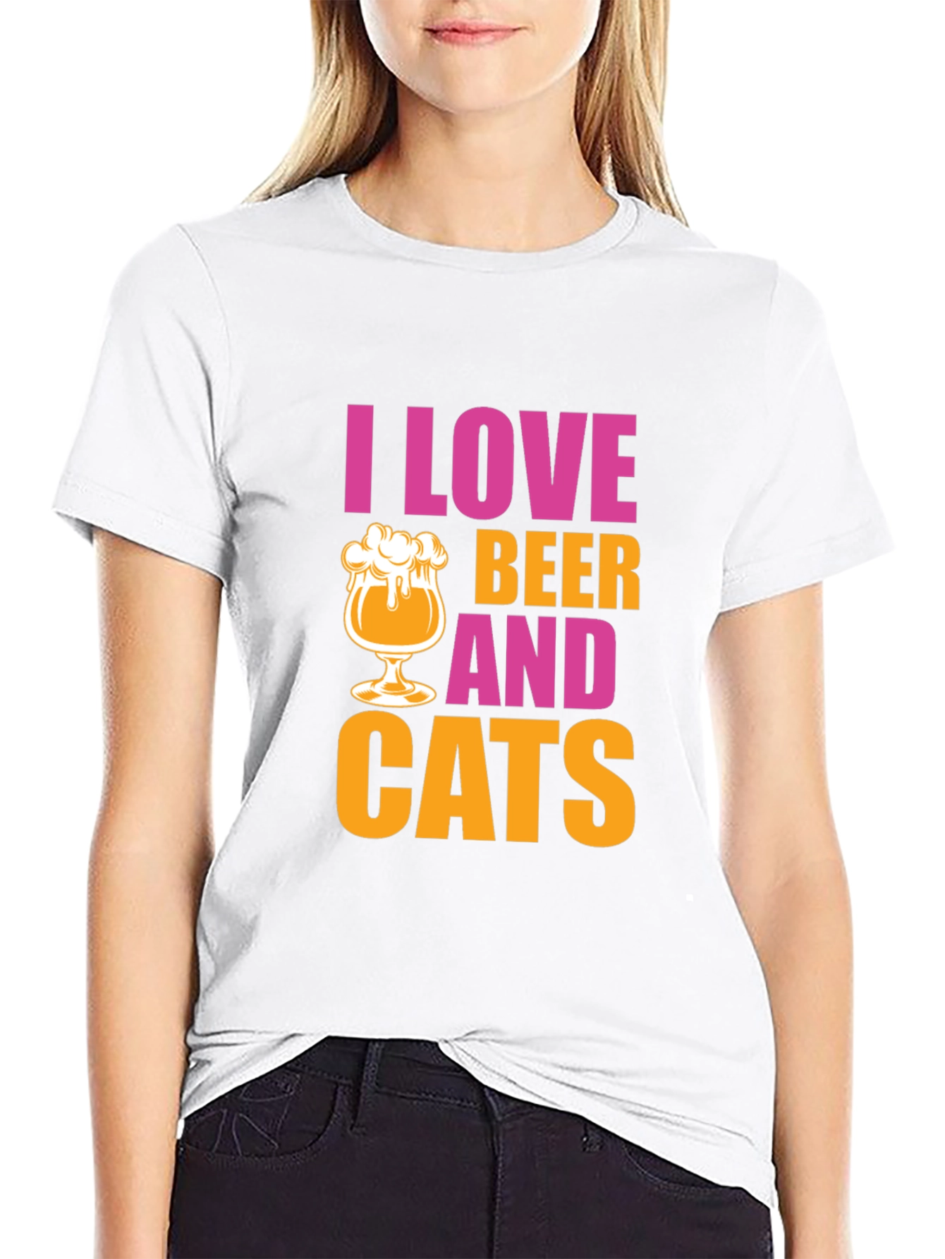 I Love Beer and Cats Graphic T-Shirt