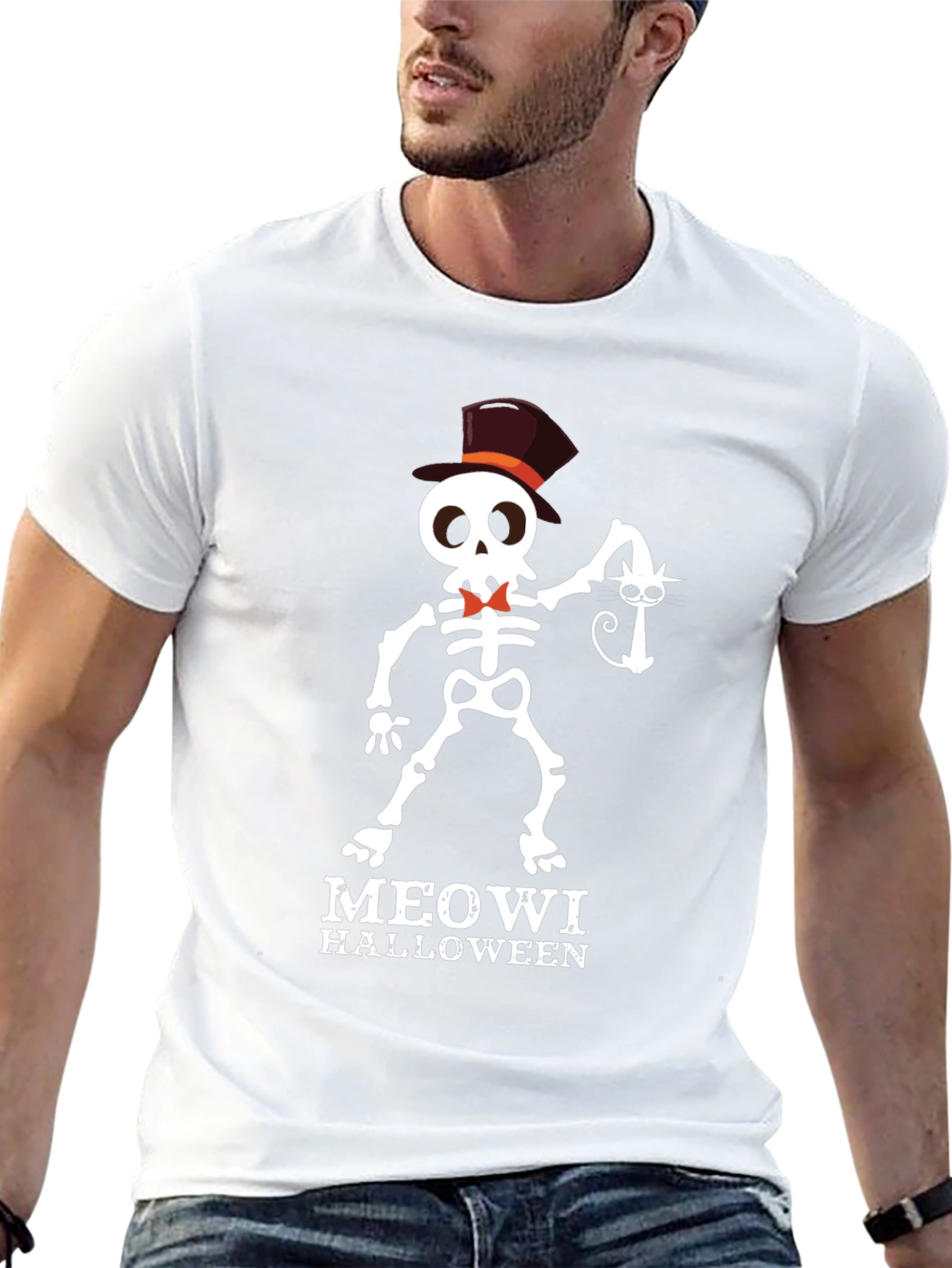 Meowi Halloween T-Shirt - Skeleton Cat Lover Tee