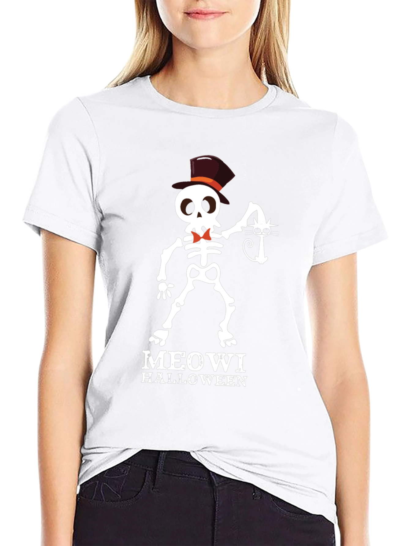 Meowi Halloween T-Shirt - Skeleton Cat Lover Tee
