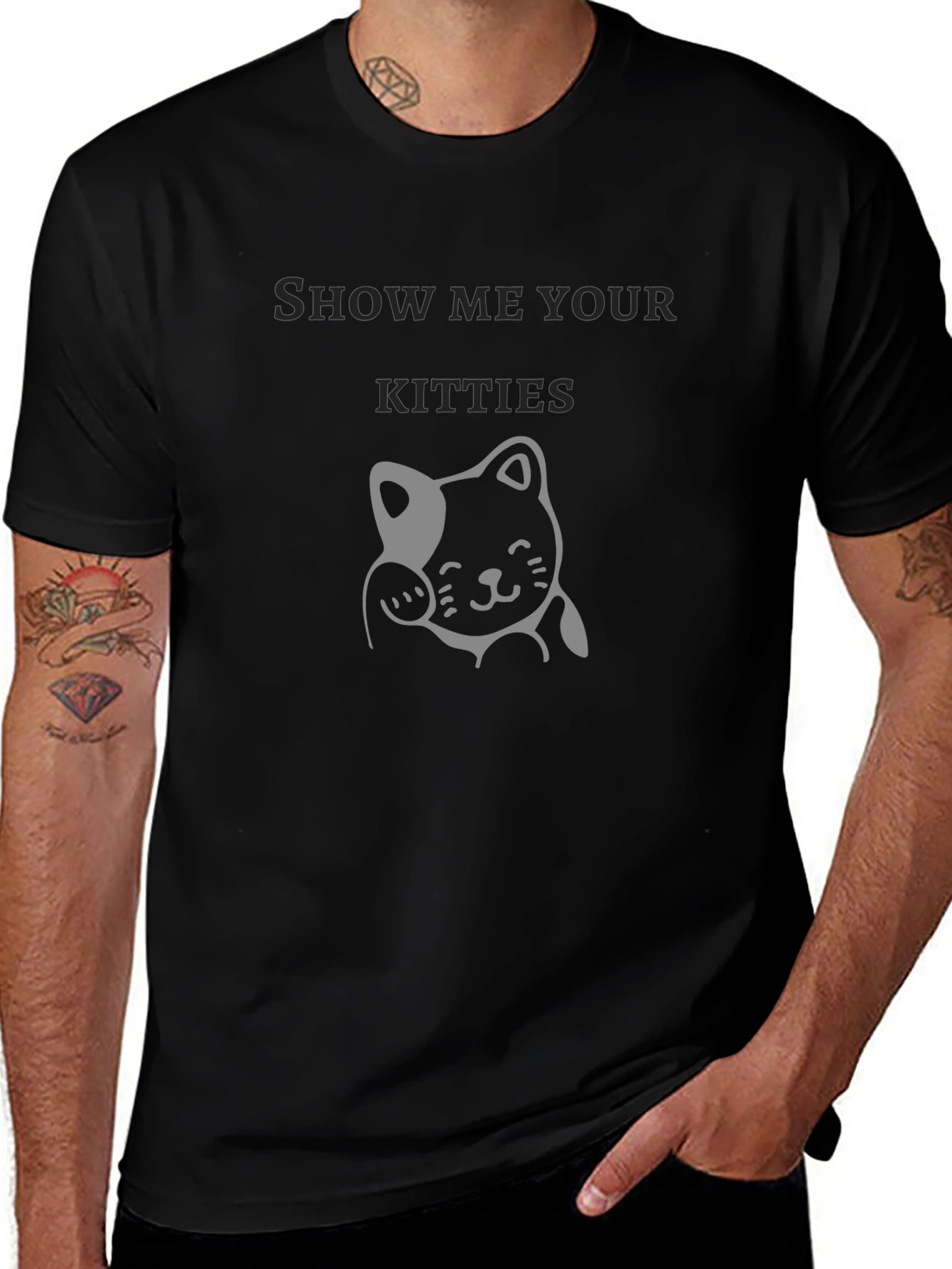 Show Me Your Kitties Black Graphic Tee