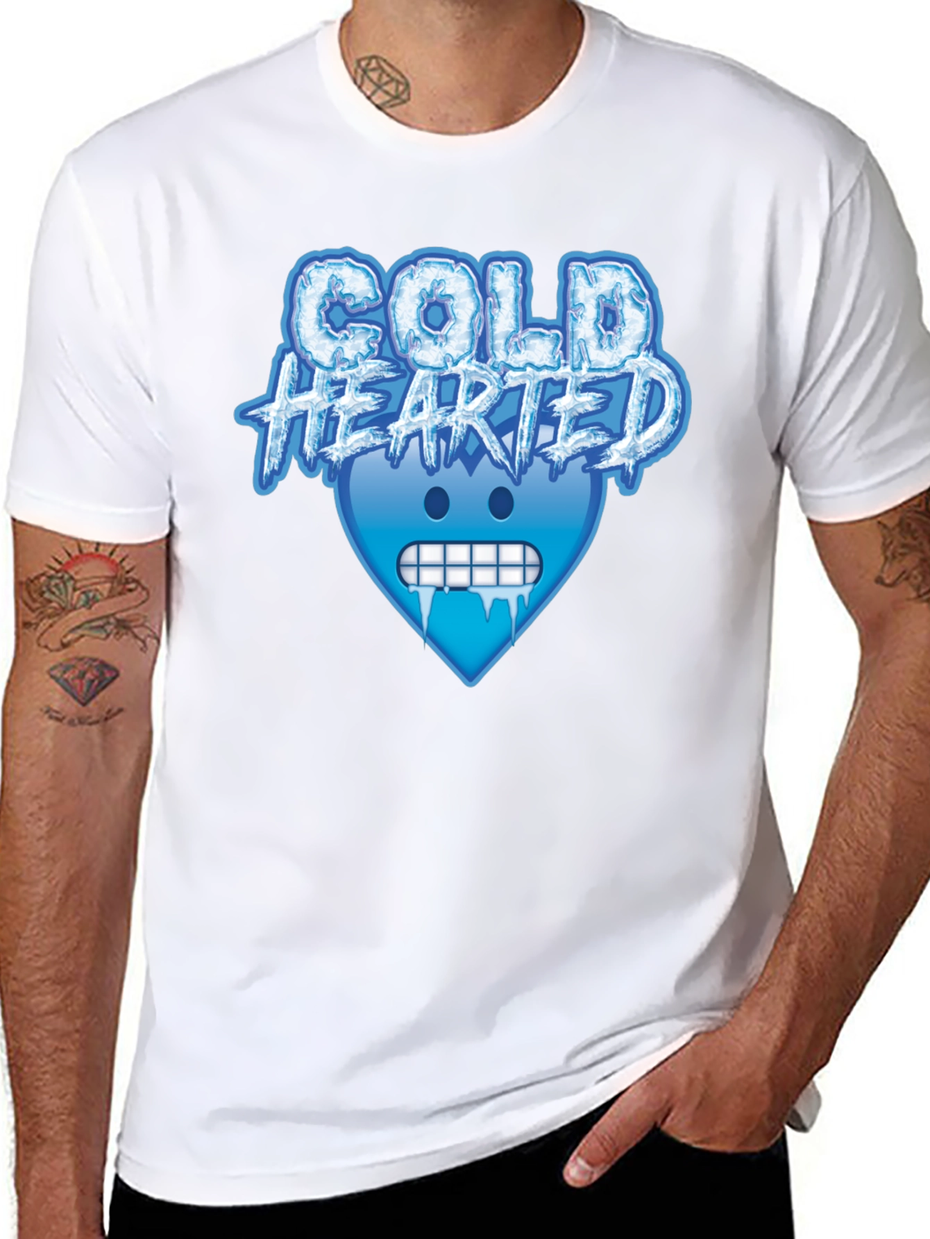 Cold Hearted Graphic Tee - Cool Emoji Design