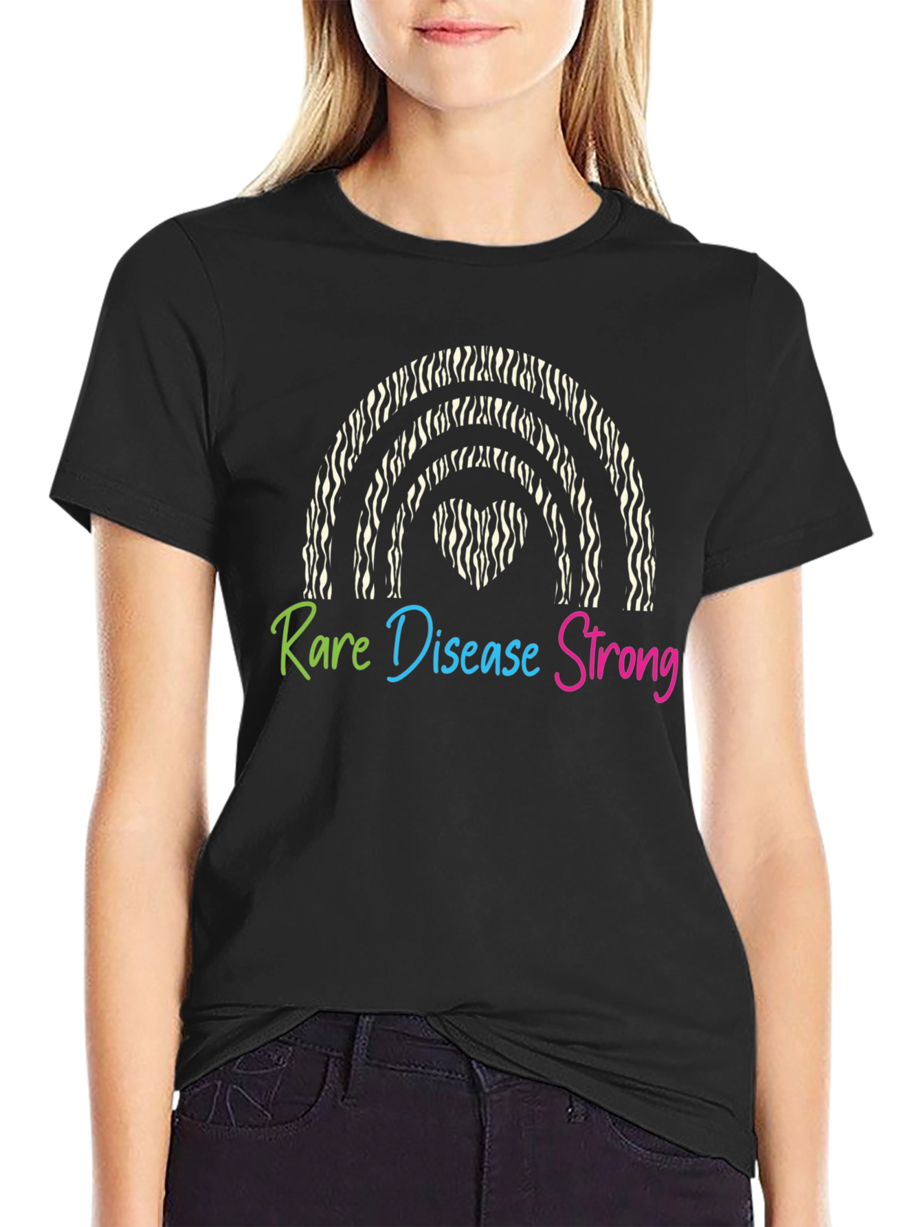 Rare Disease Strong Zebra Rainbow T-Shirt
