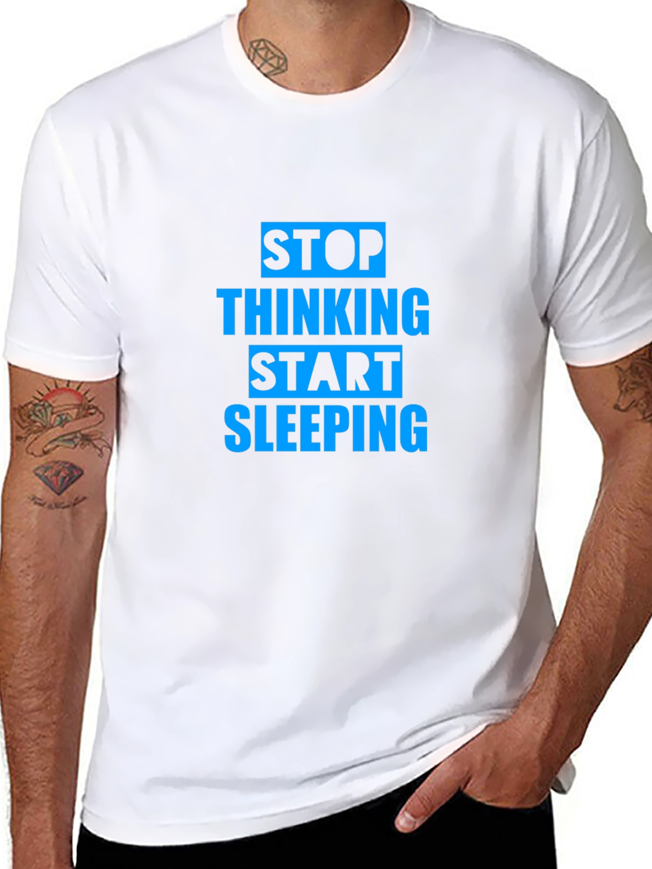 Stop Thinking Start Sleeping Graphic Tee