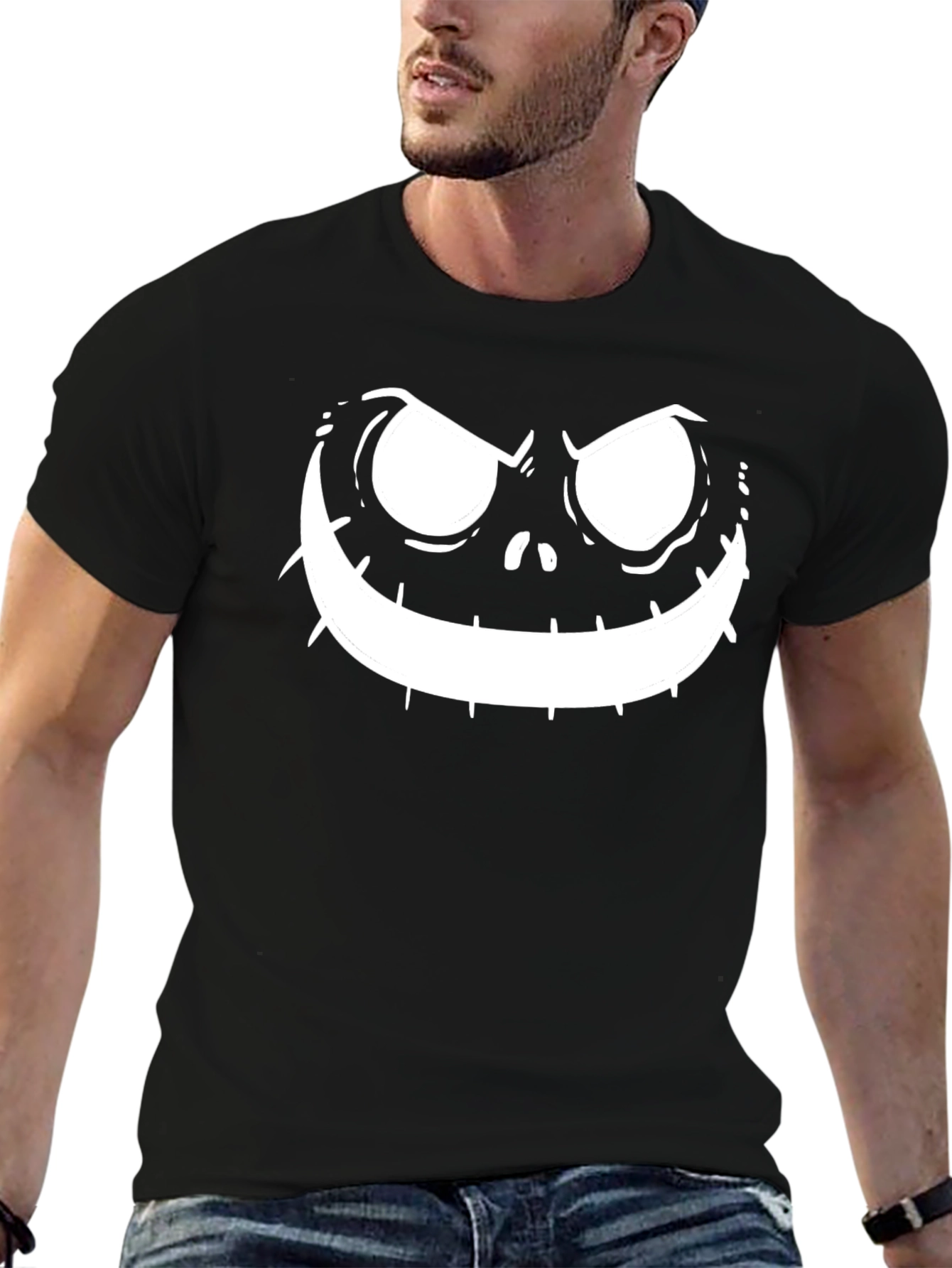 Mens Jack Skellington Face Black T-Shirt