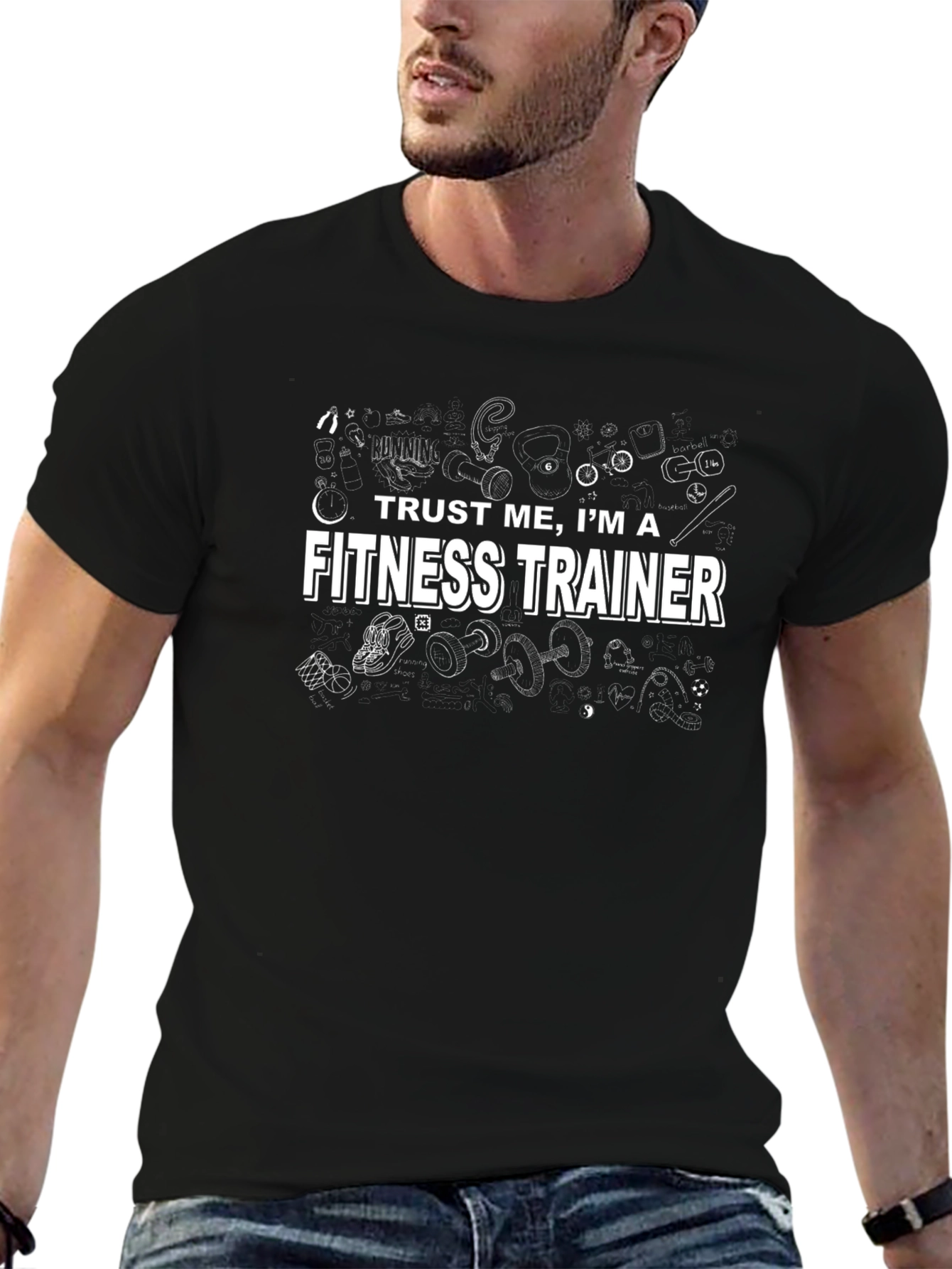 Trust Me Im a Fitness Trainer Black T-Shirt