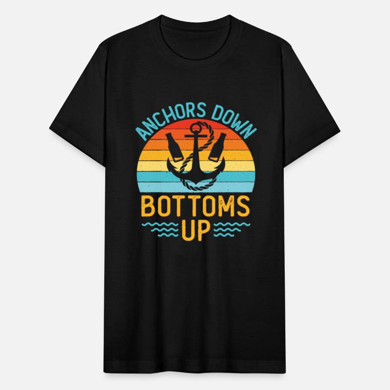 Anchors Down Bottoms Up Funny Boating Drinking