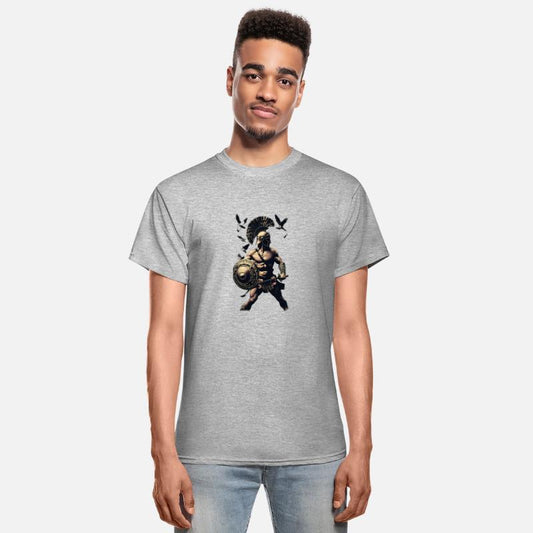 Ancient Warrior In Combat Pose Surrounded By Birds