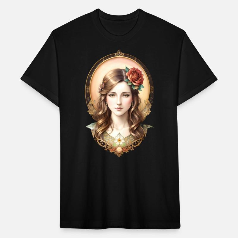 Art Nouveau Woman with Rose - Vintage Portrait