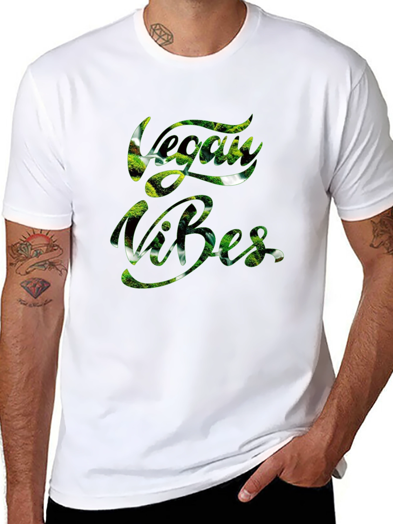 Vegan Vibes Graphic T-Shirt - Trendy Black Tee