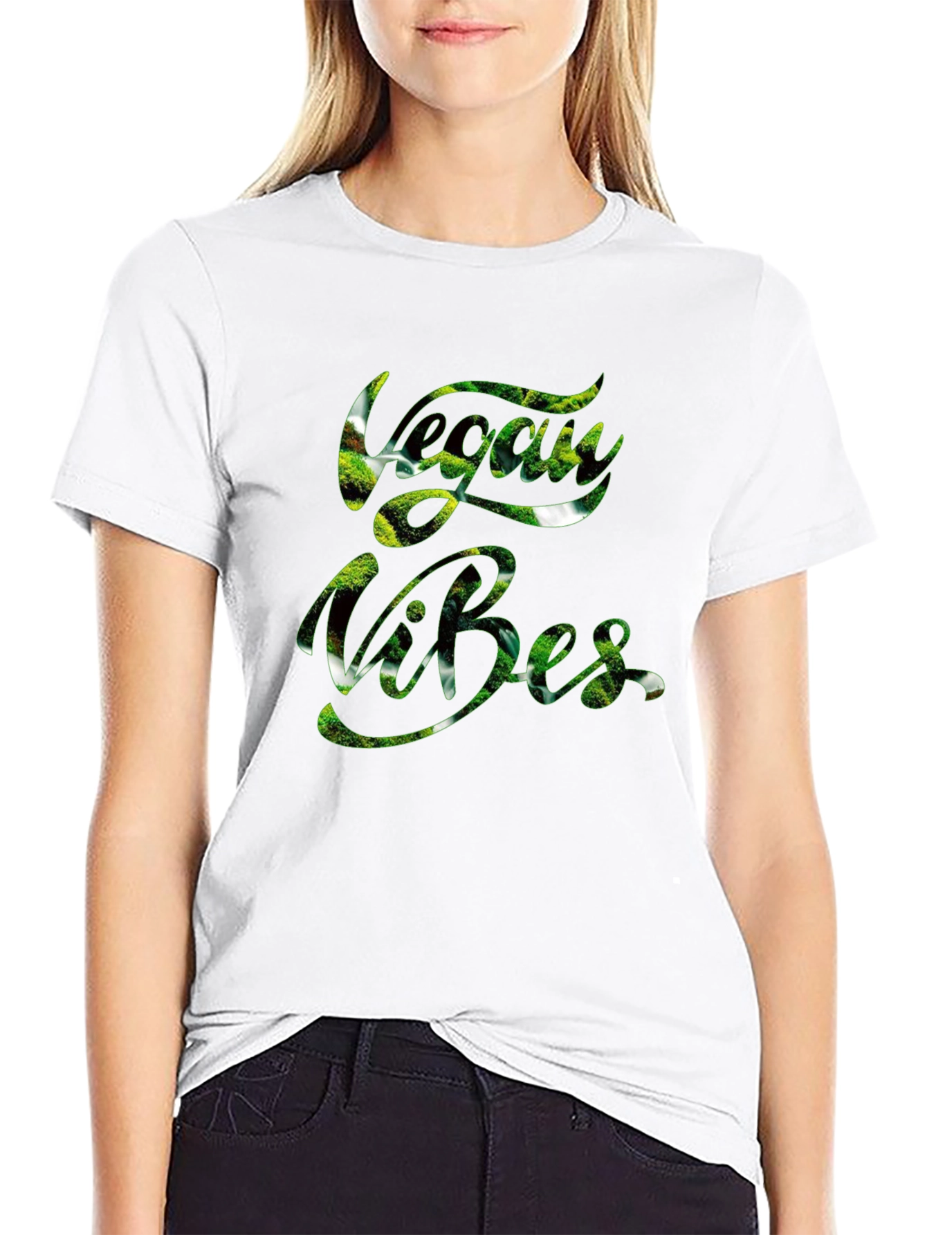 Vegan Vibes Graphic T-Shirt - Trendy Black Tee