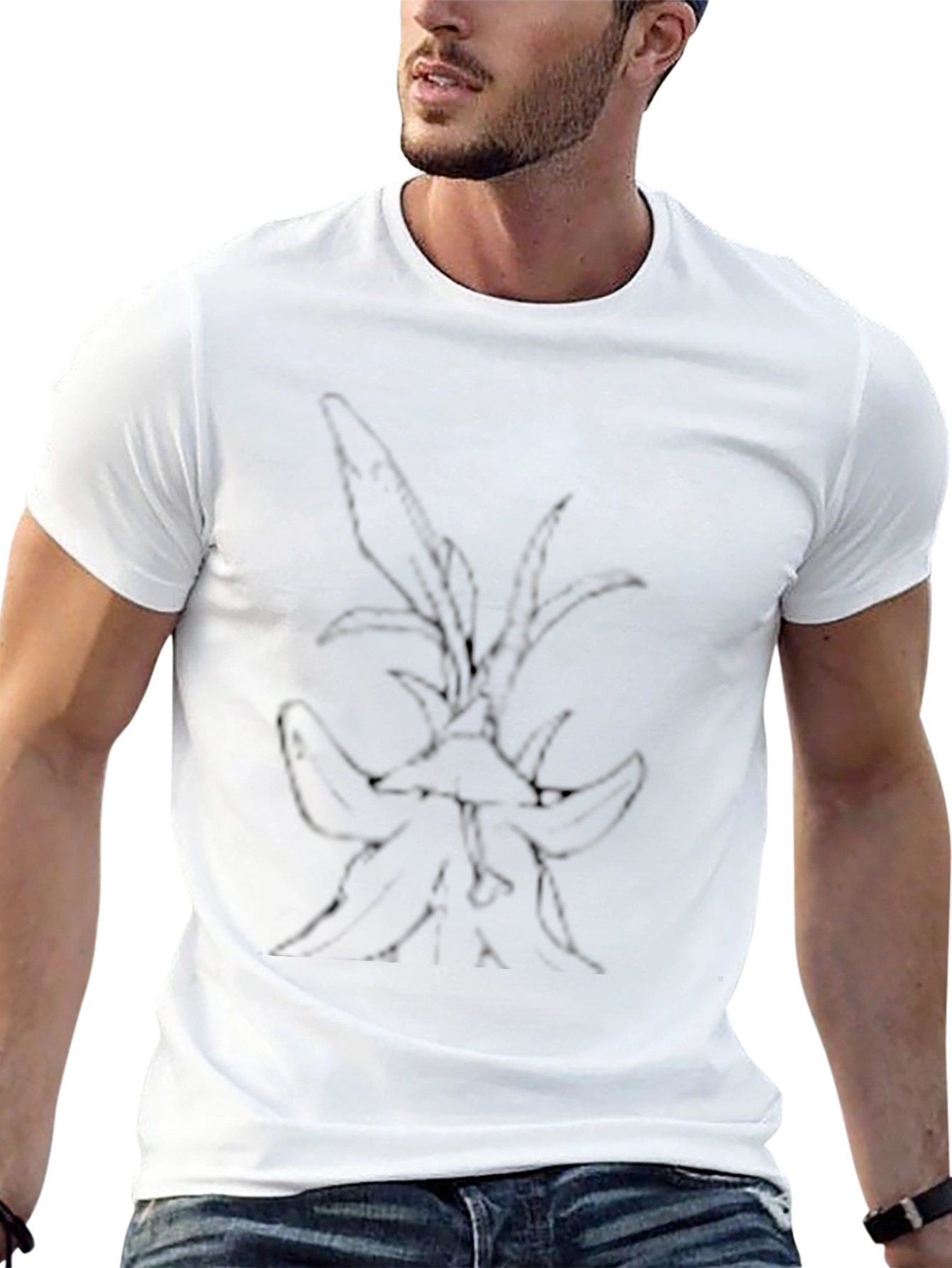 Mens Black Graphic Tee - Abstract Nature Design