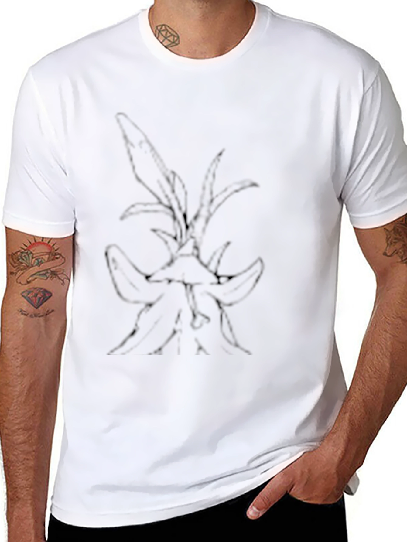 Mens Black Graphic Tee - Abstract Nature Design