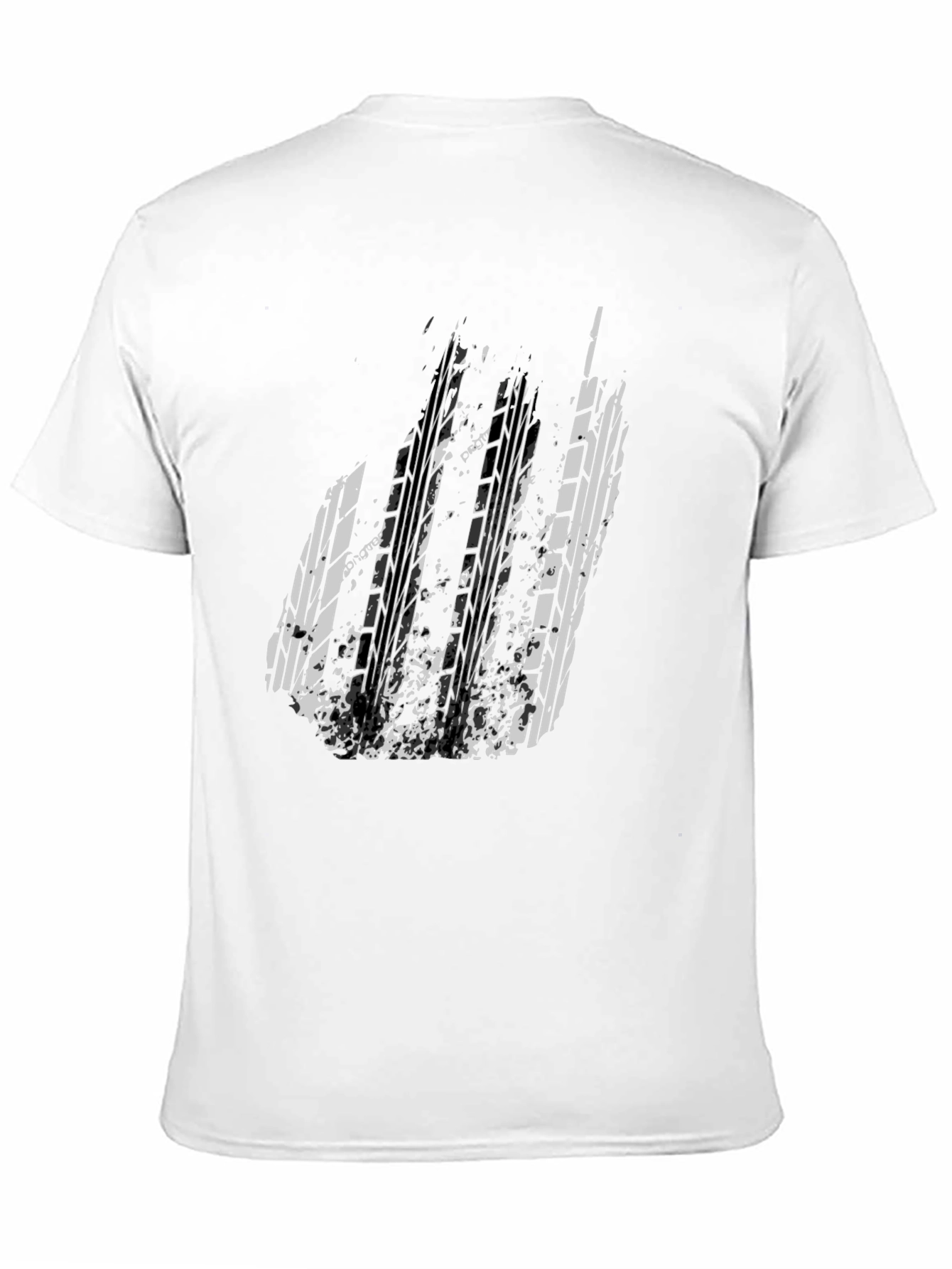 Distressed Tire Track Graphic Tee - Black