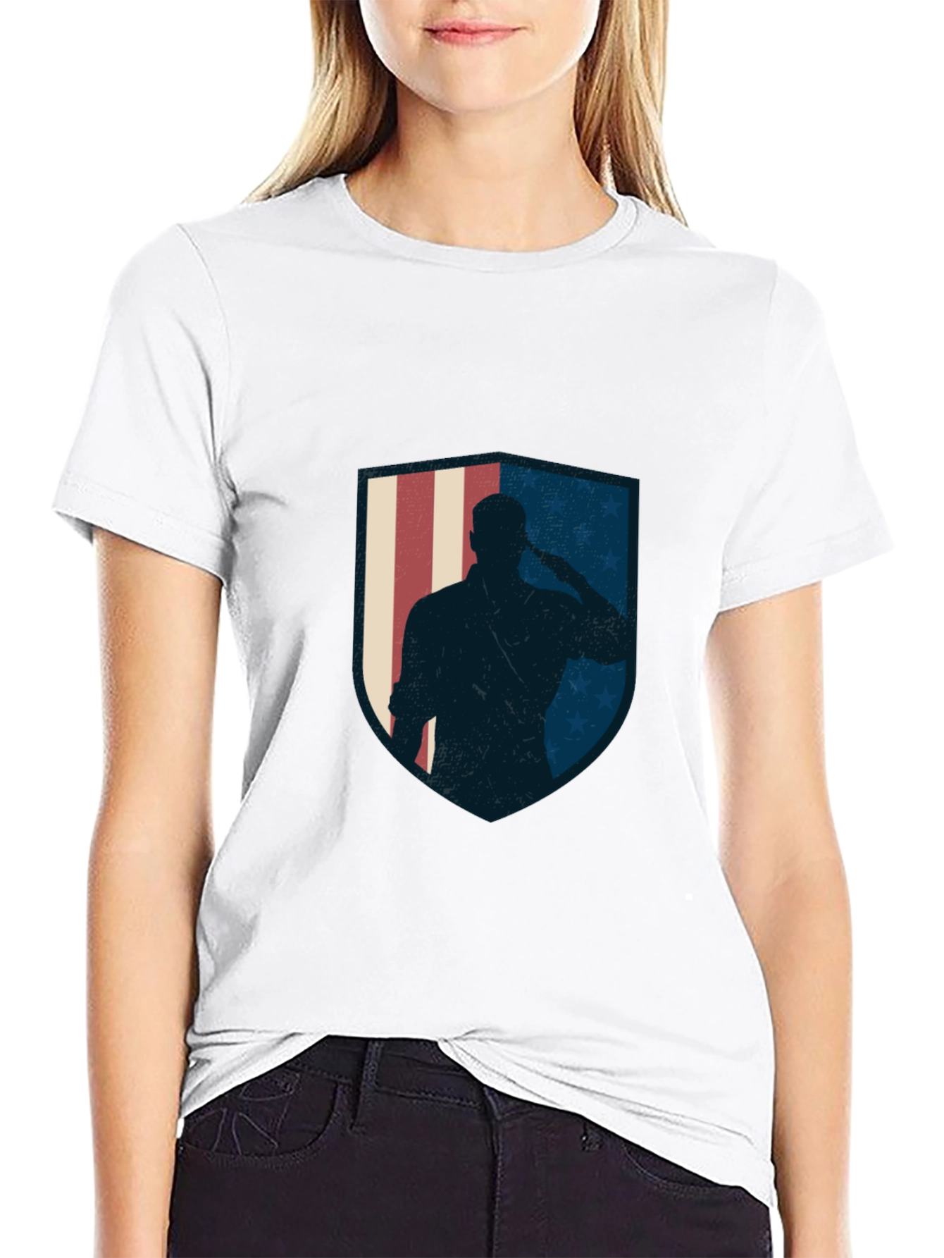 Patriotic Soldier Graphic Tee - Black