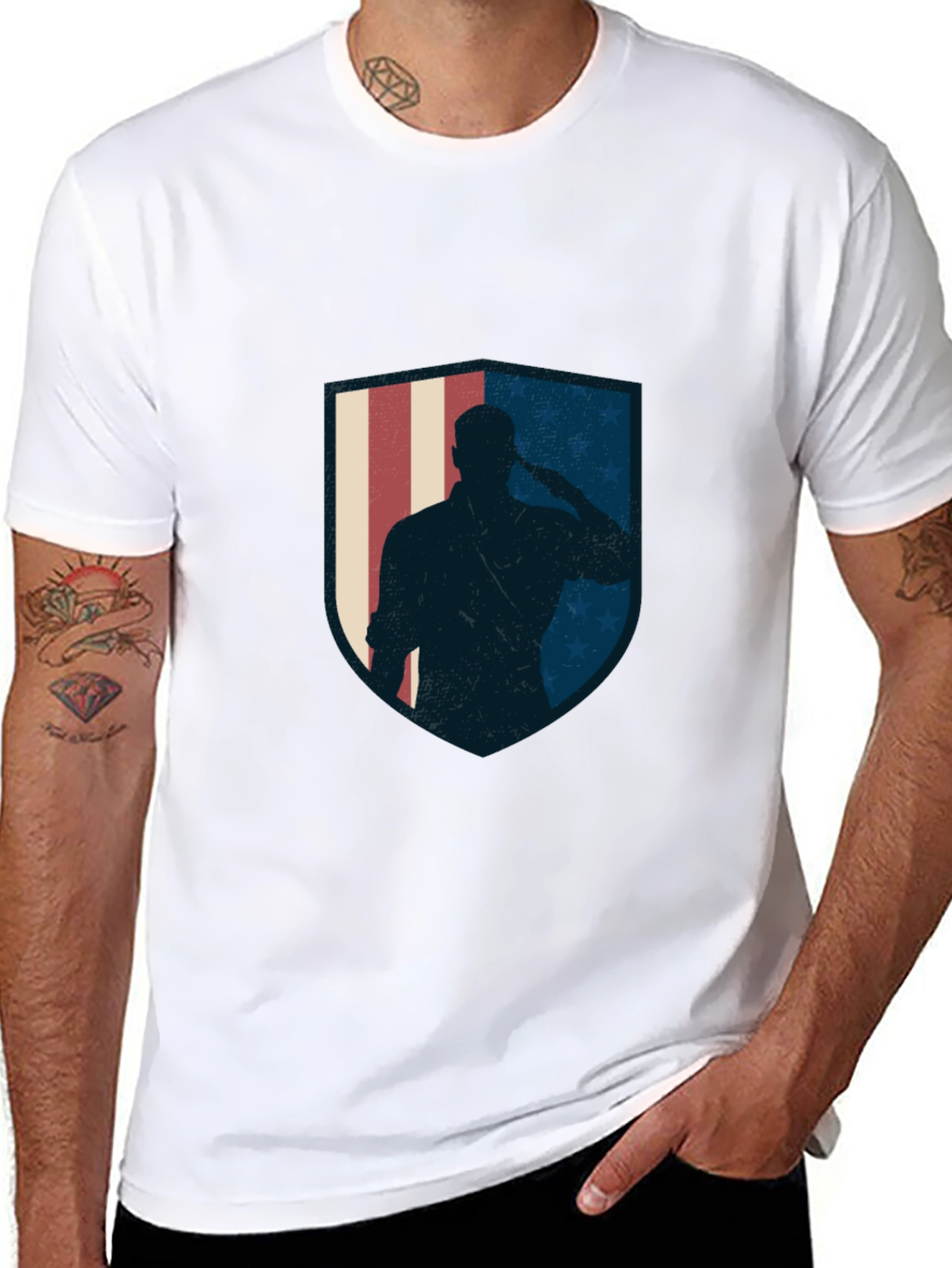 Patriotic Soldier Graphic Tee - Black
