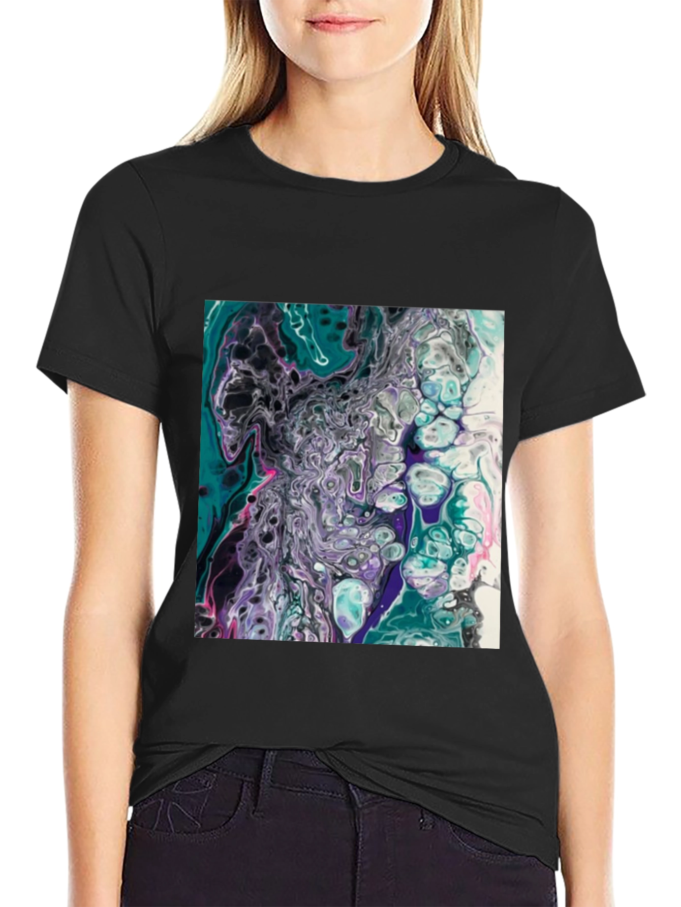 Abstract Art T-Shirt - Fluid Pour Design