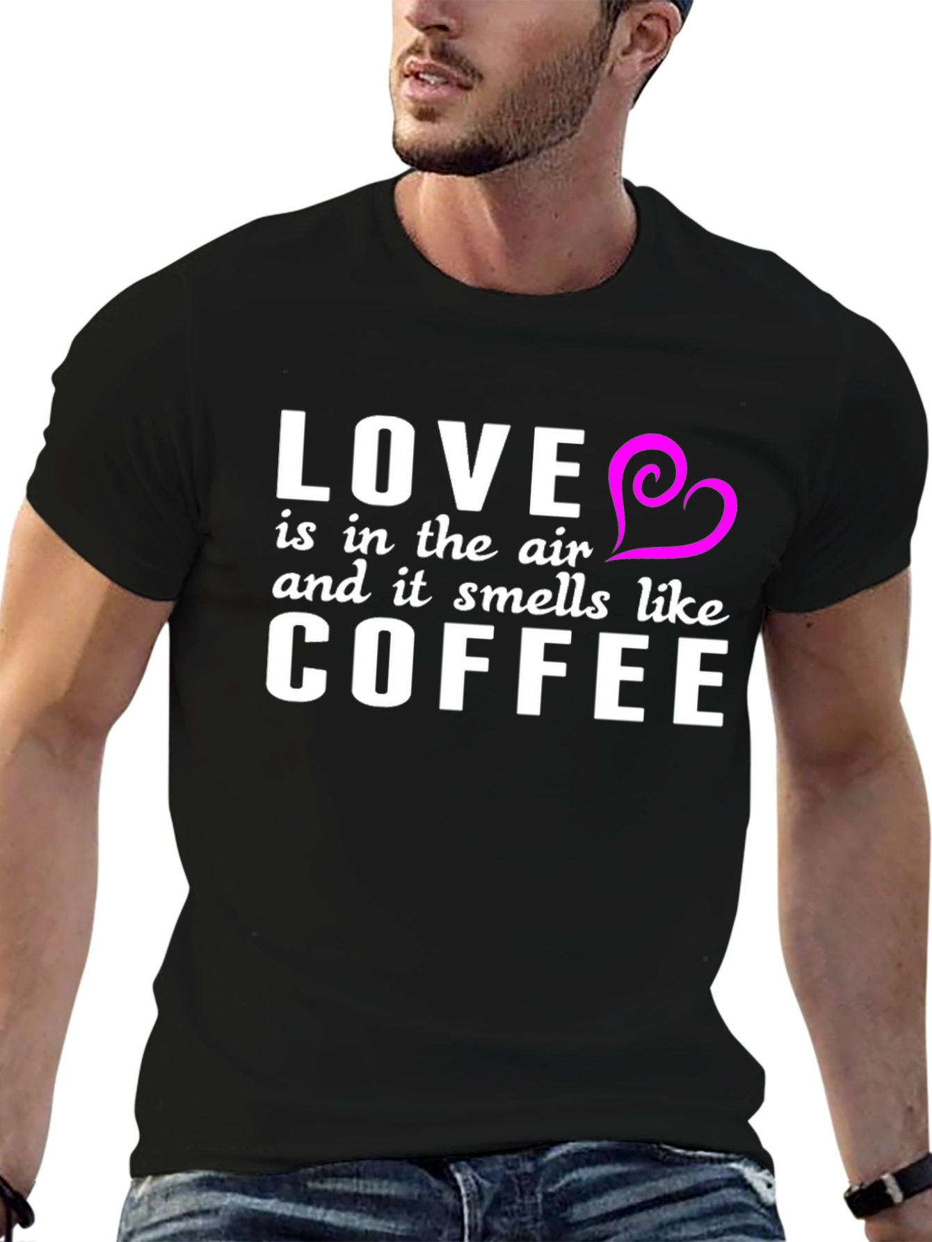 Love & Coffee T-Shirt - Black Stylish Soft