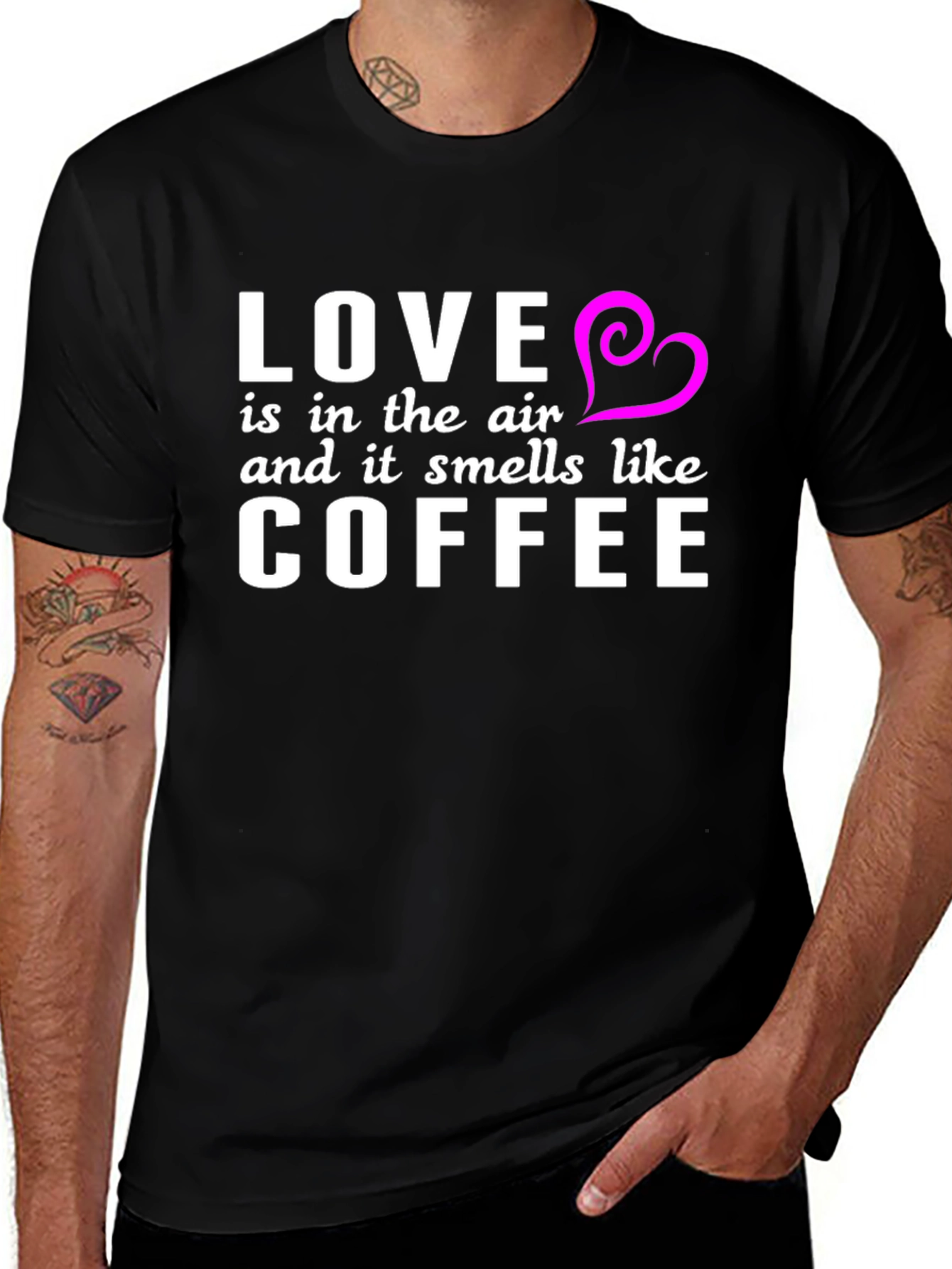 Love & Coffee T-Shirt - Black Stylish Soft