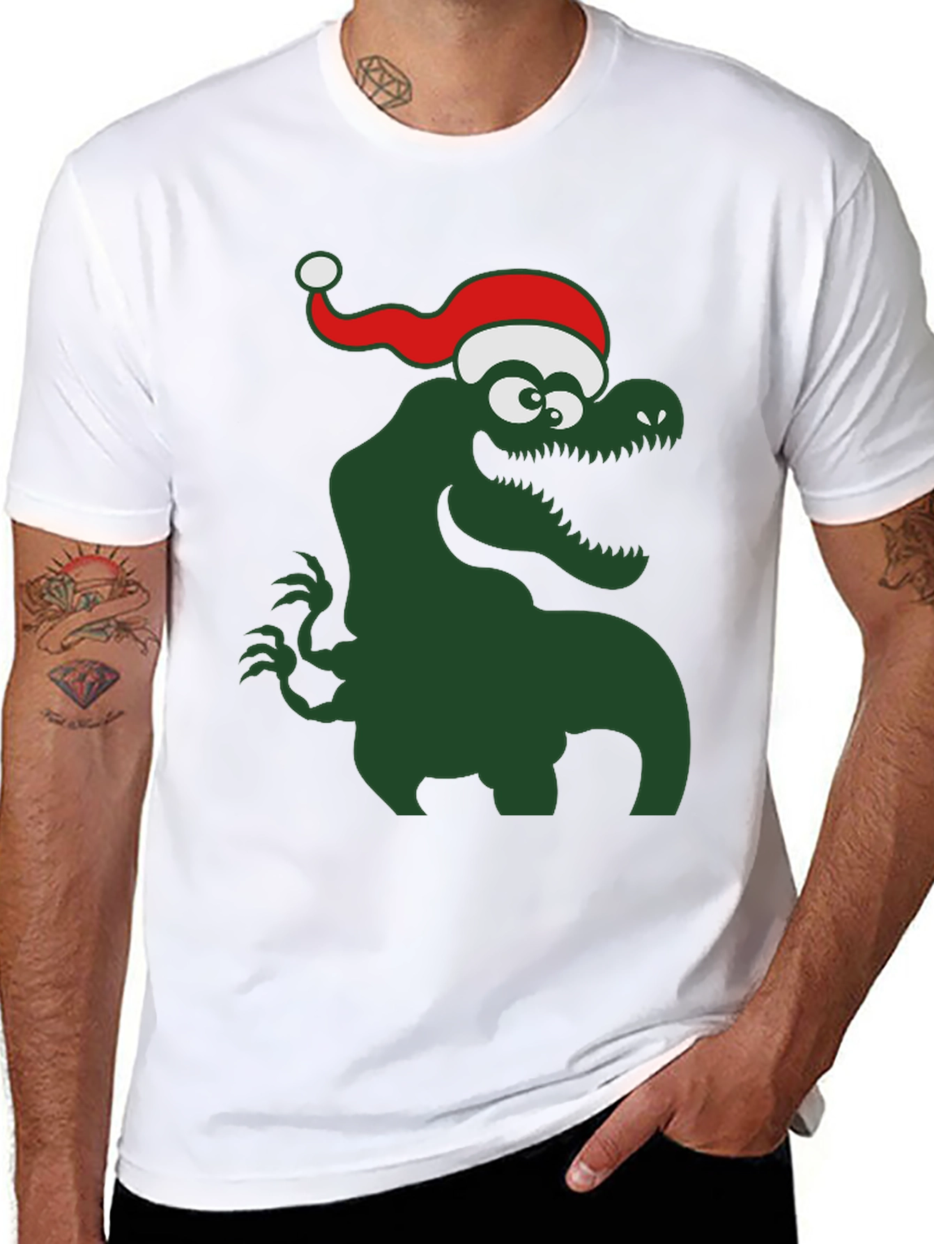 Festive Dinosaur T-Shirt - Holiday Apparel