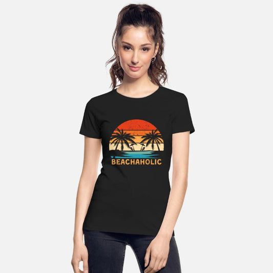 Beachaholic Beach Lover Retro Sunset Palm Trees