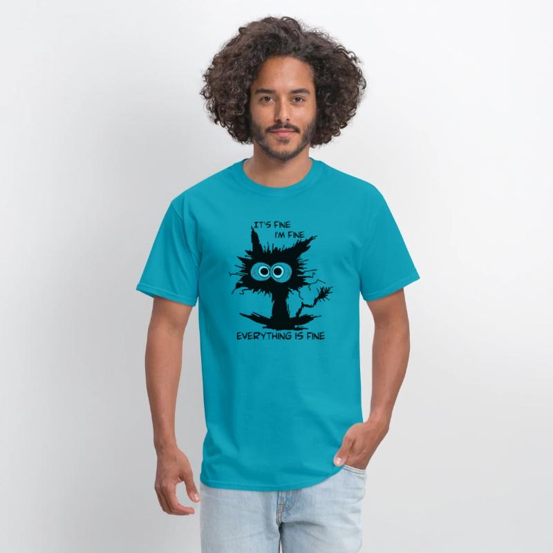 Black Cat It's Fine I'm Fine Everything Is Fine!