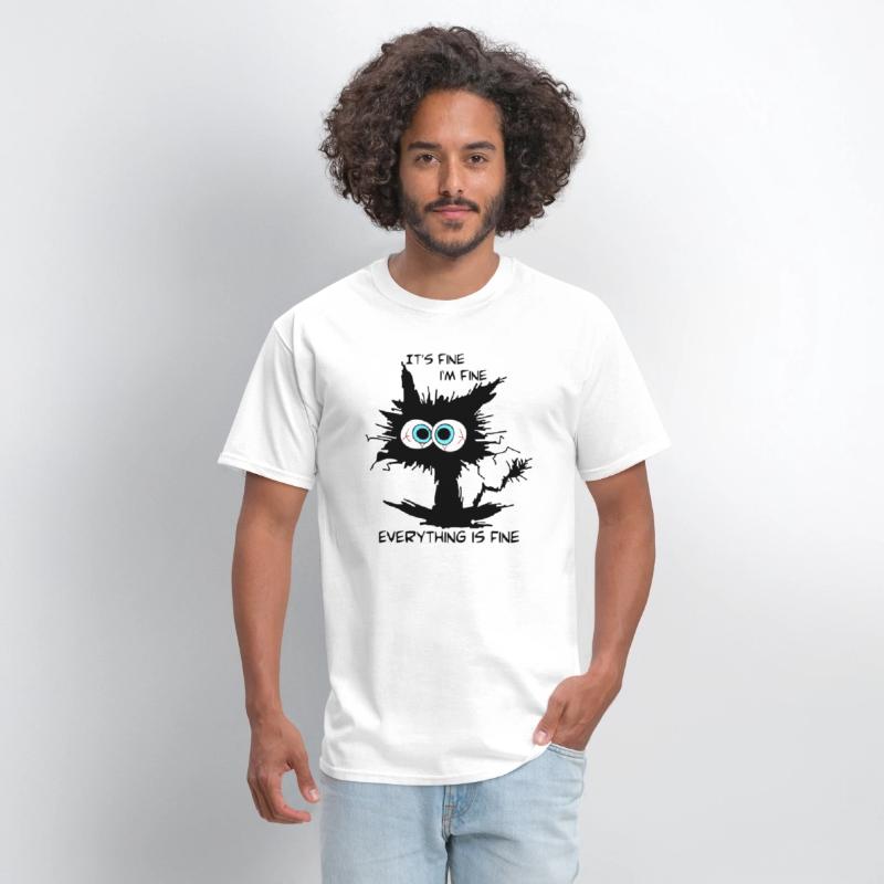 Black Cat It's Fine I'm Fine Everything Is Fine!