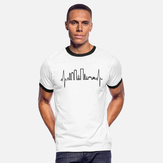 Boston Skyline Heartbeat Silhouette Heart US Love