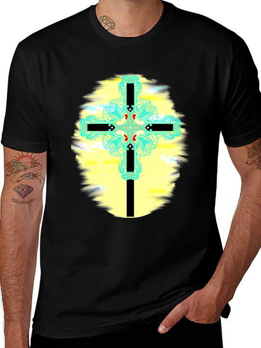 Cross Graphic T-Shirt - Black Cotton Blend
