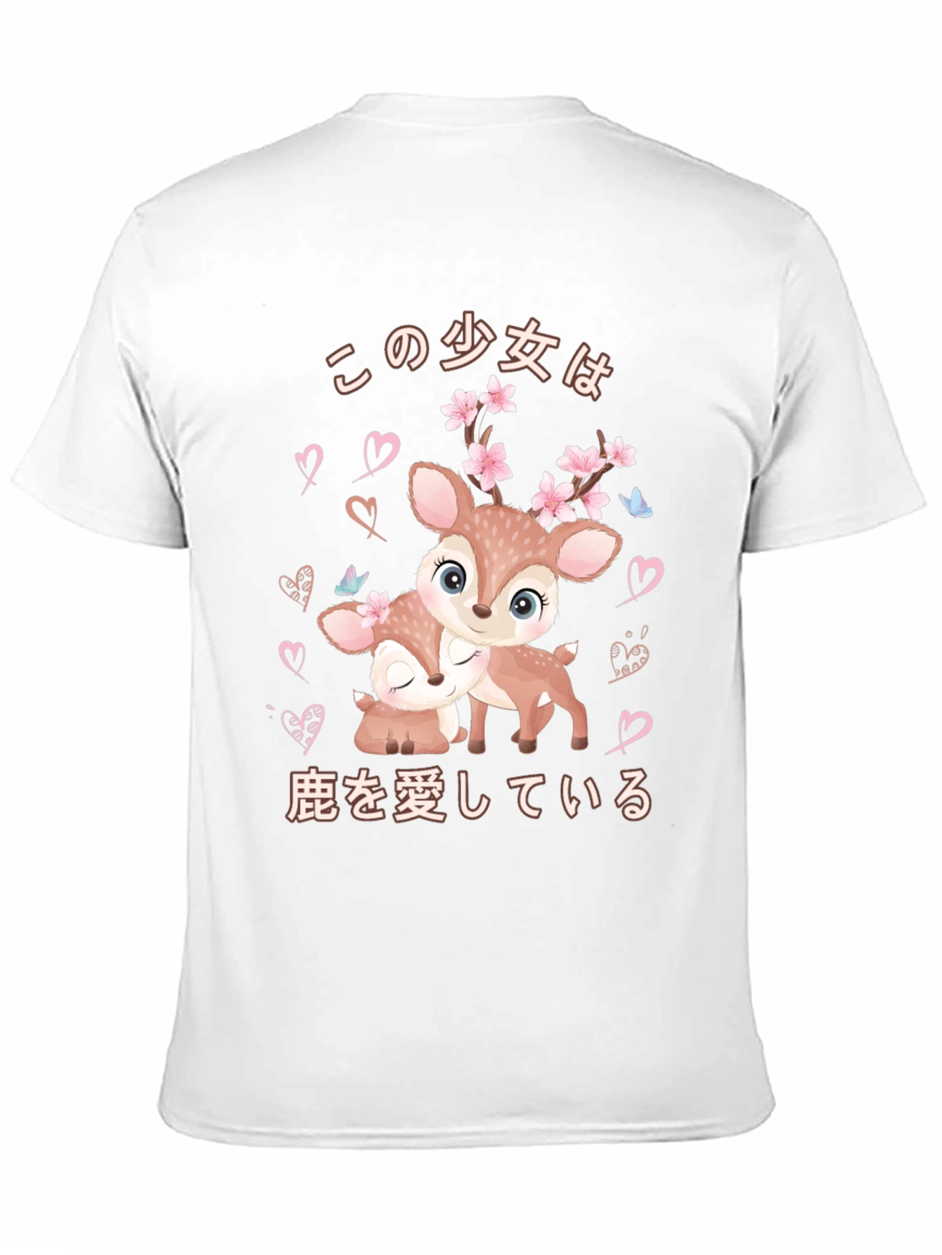 Cute Deer Japanese Style Black T-shirt