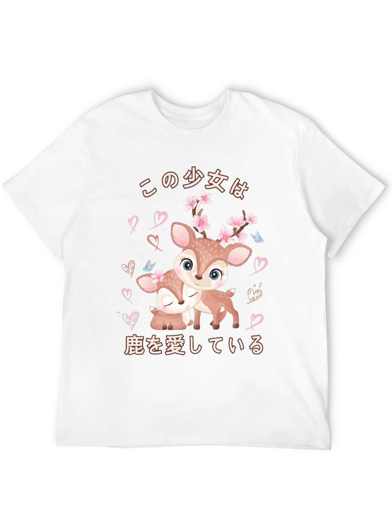 Cute Deer Japanese Style Black T-shirt