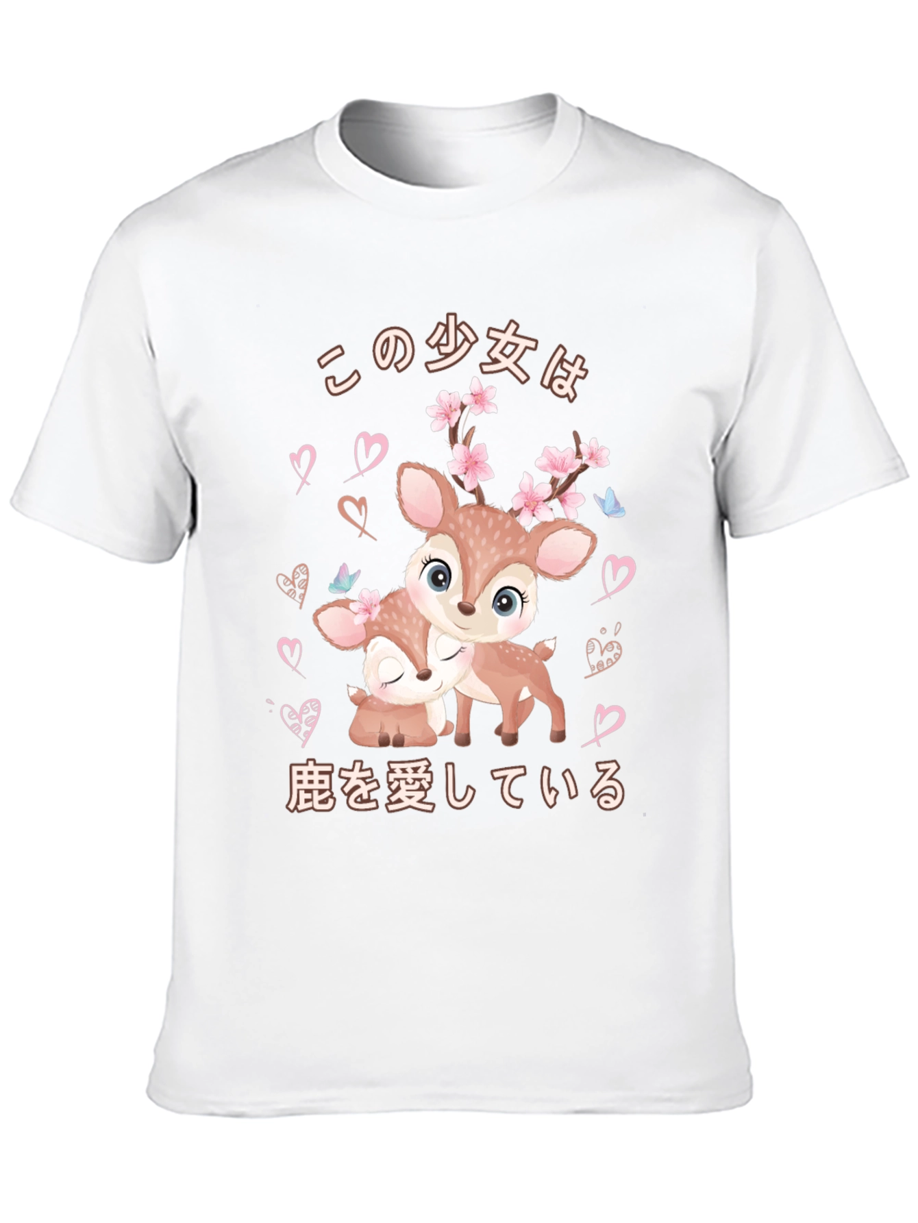 Cute Deer Japanese Style Black T-shirt