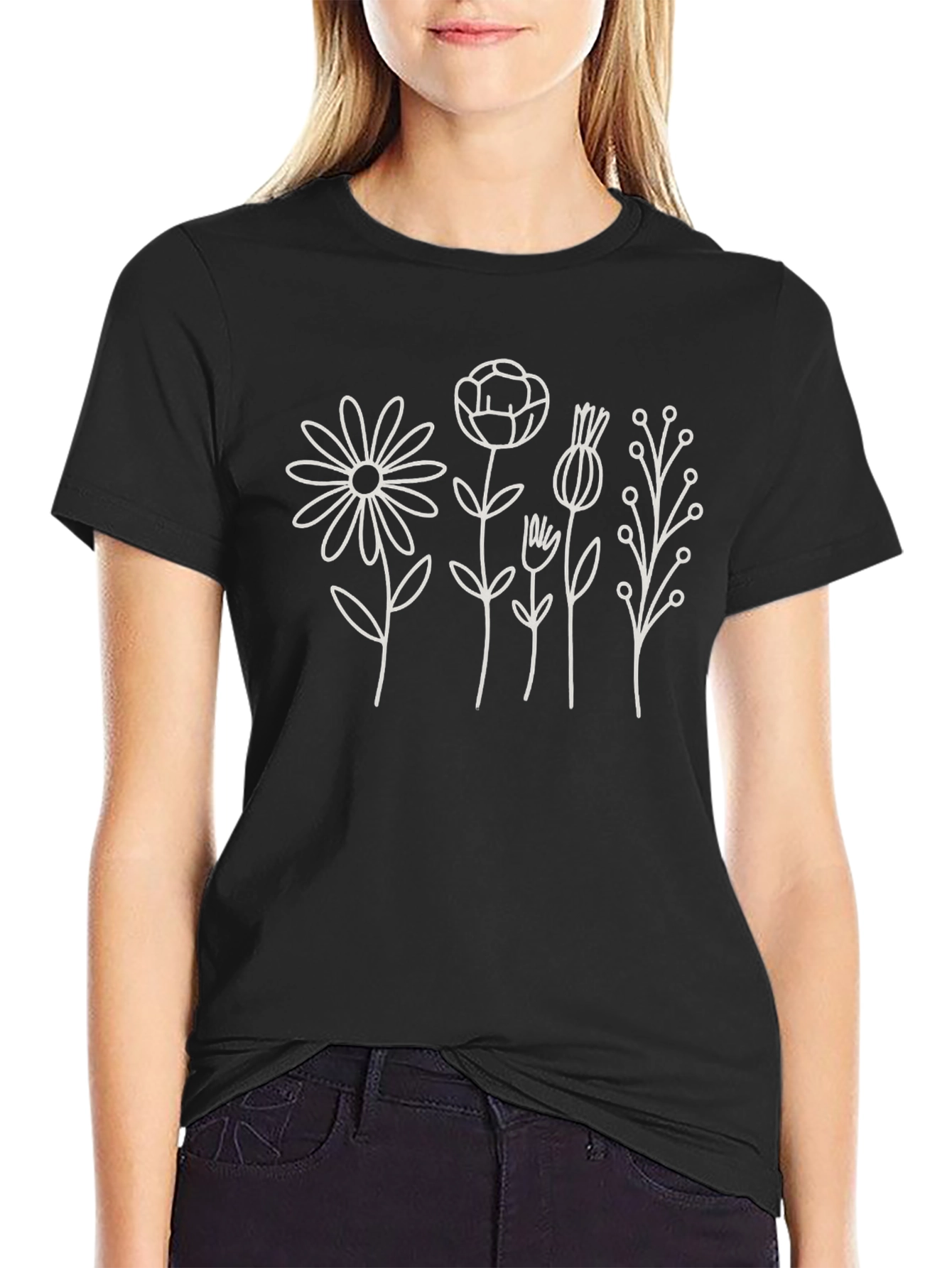 Black Floral Print T-Shirt