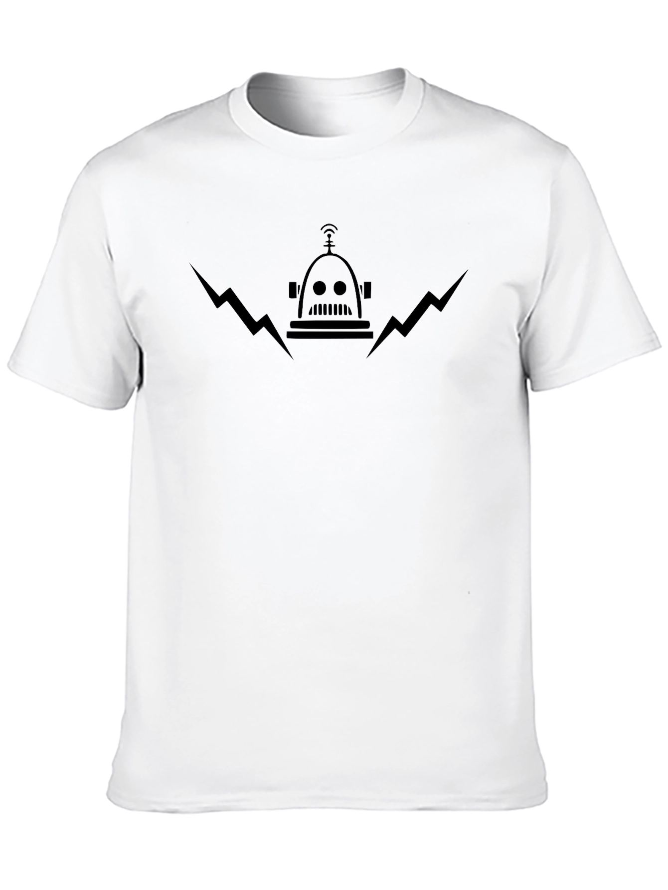 Robot Head Graphic Tee - Black Cotton T-Shirt