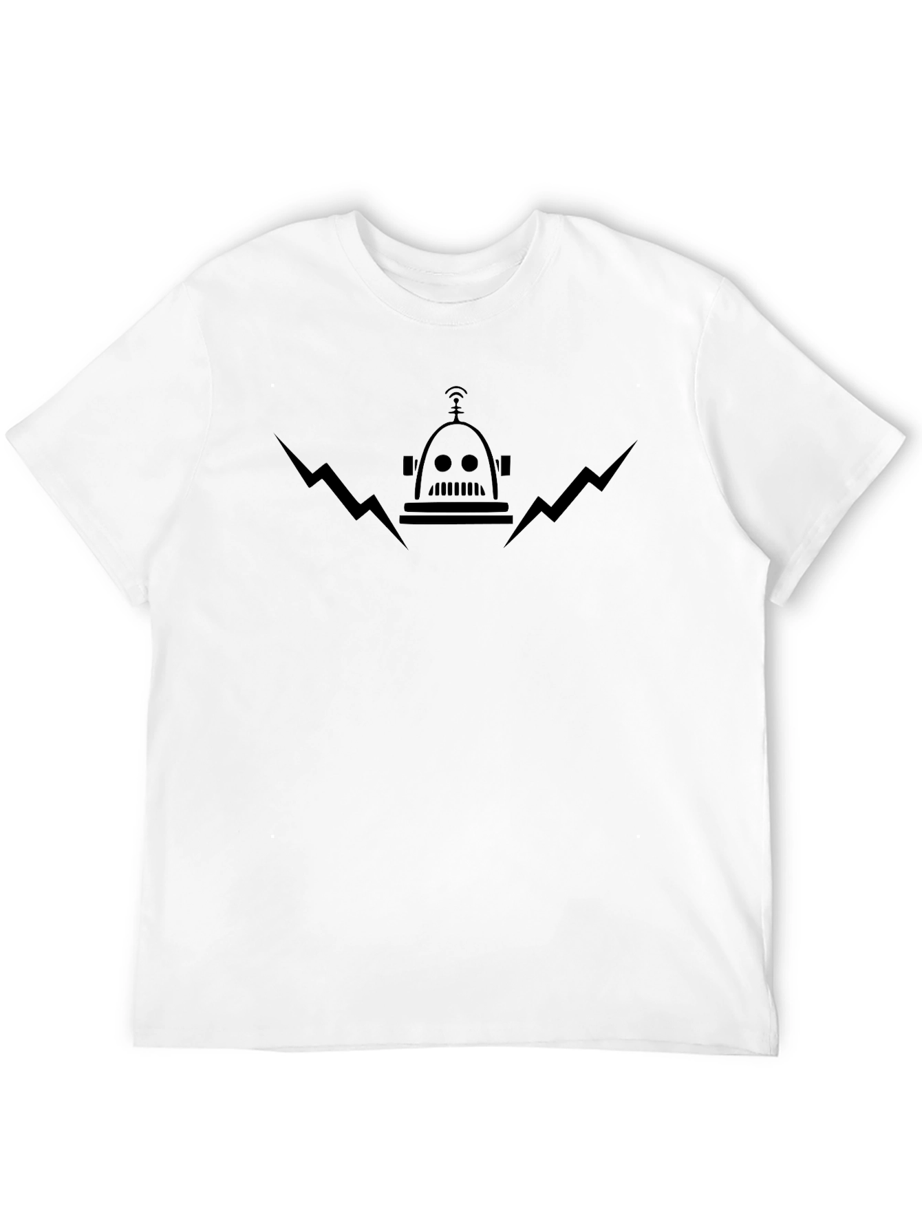 Robot Head Graphic Tee - Black Cotton T-Shirt