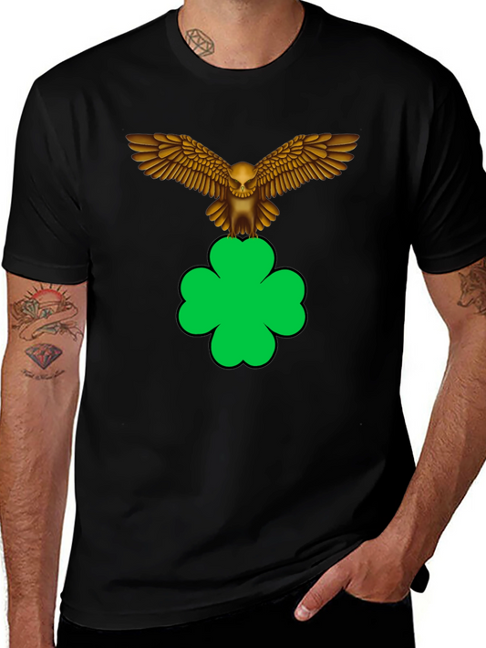Skull Eagle Clover Graphic Tee