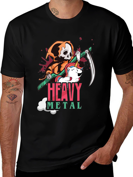 Heavy Metal Reaper Unicorn Graphic Tee - Black