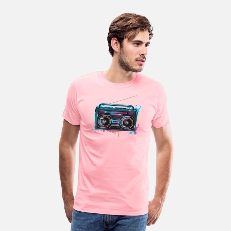 Cassette recorder in 80s neon graffiti look