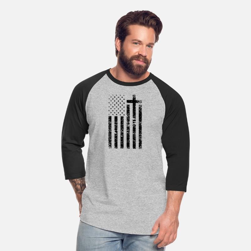 Christian Distressed black USA Flag Cross Have F