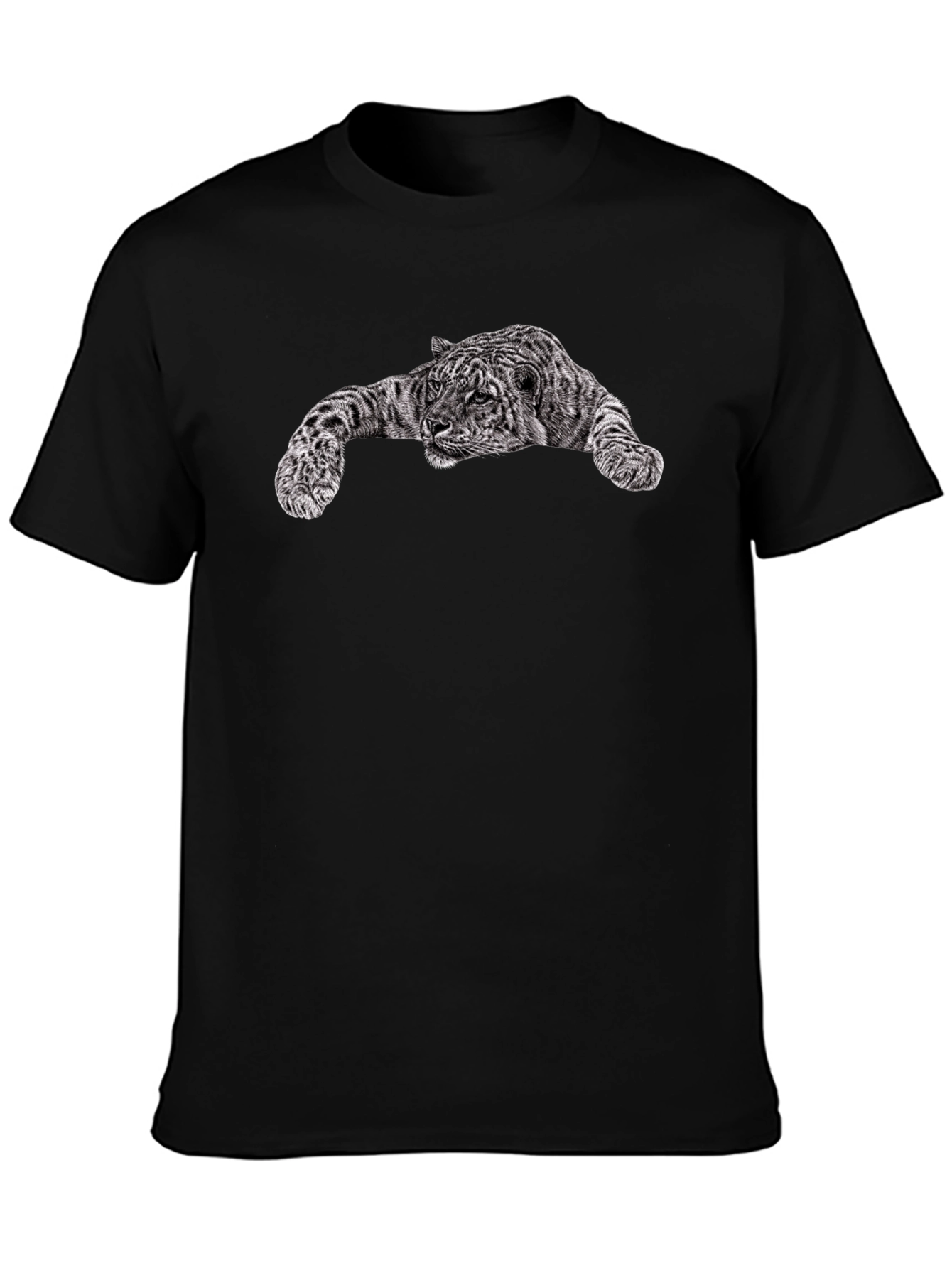 Black T-Shirt with Tiger Graphic Print
