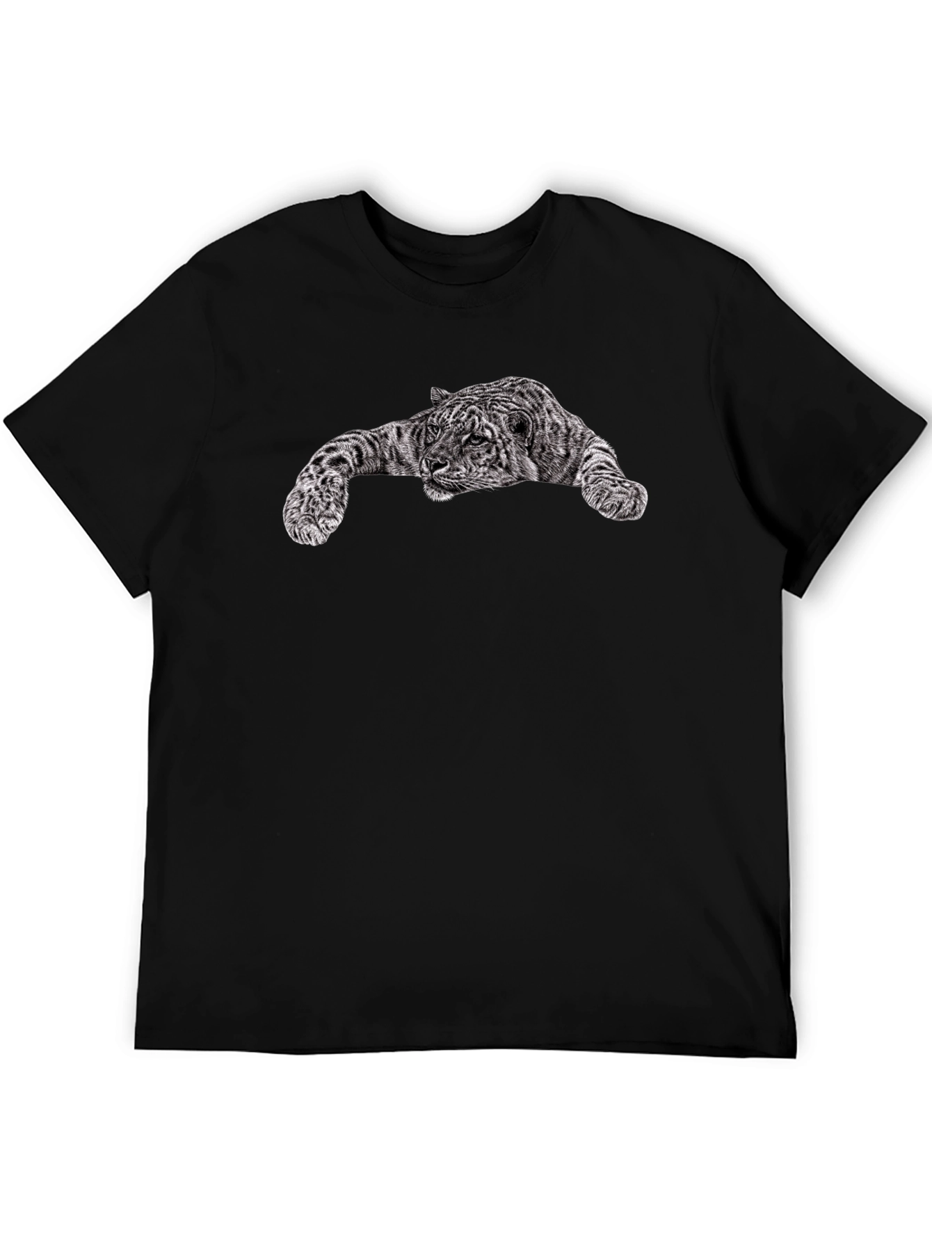 Black T-Shirt with Tiger Graphic Print