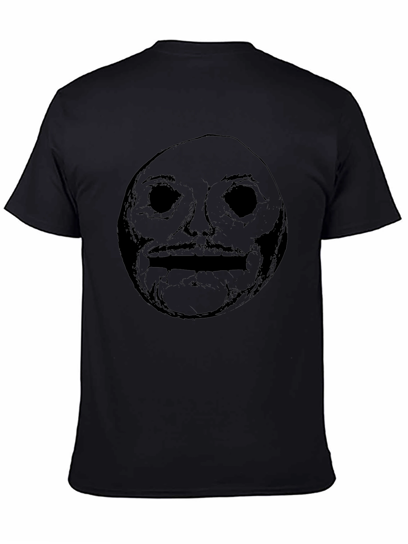 Mens Black Graphic Tee - Creepy Face Design