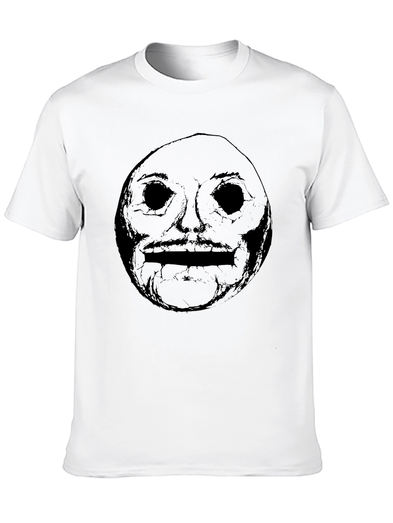 Mens Black Graphic Tee - Creepy Face Design