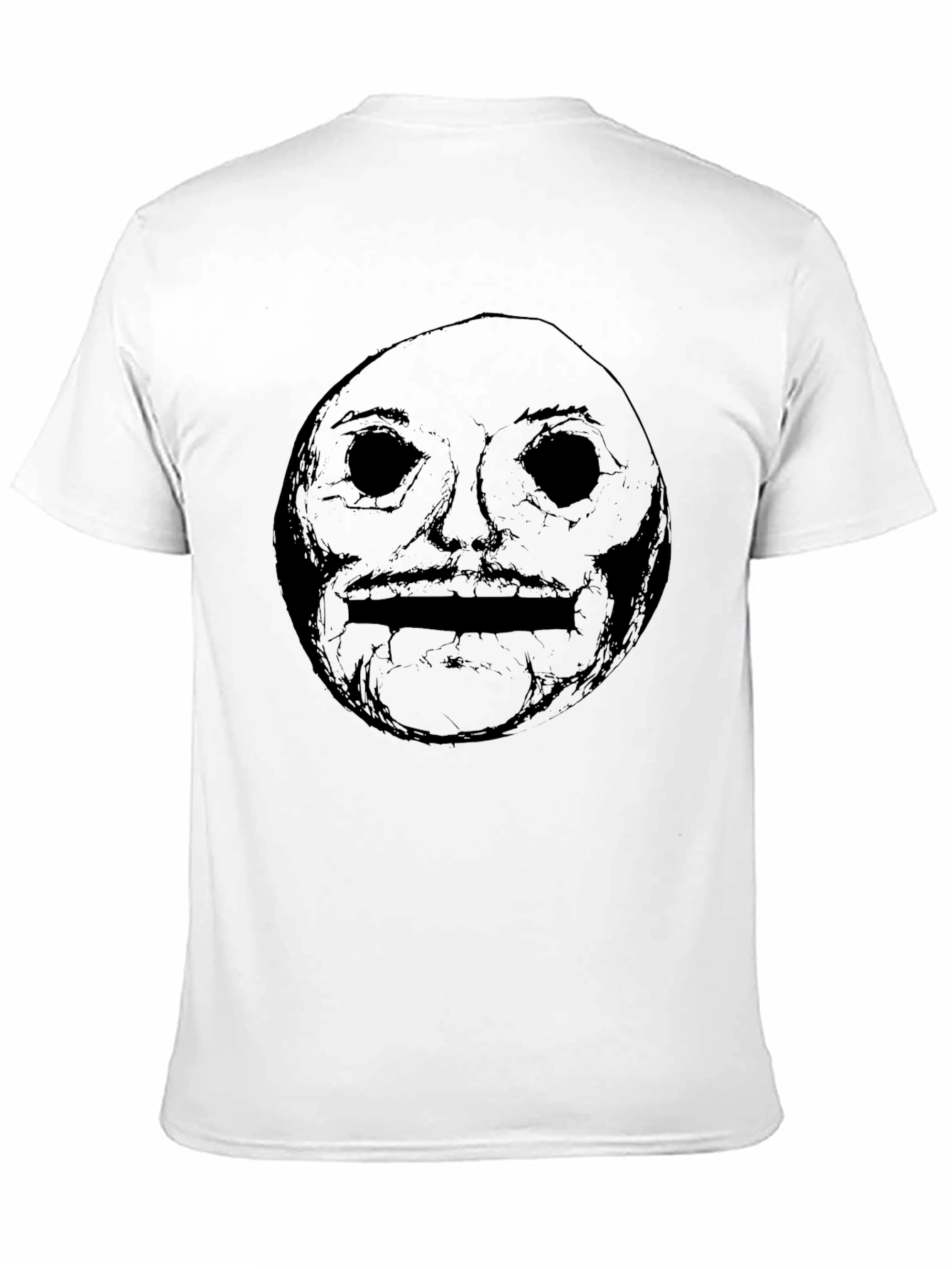 Mens Black Graphic Tee - Creepy Face Design