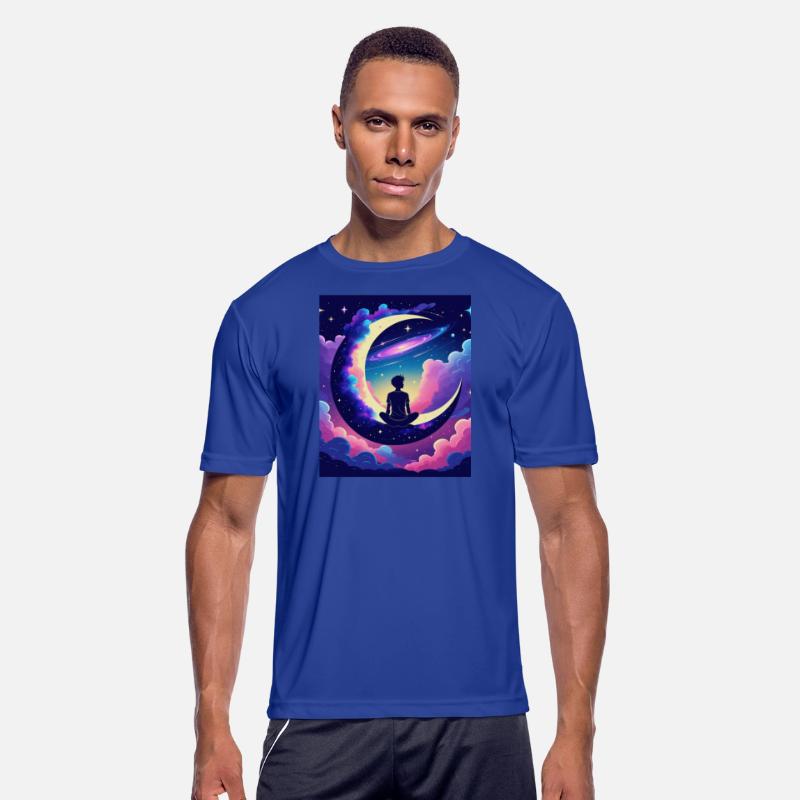 Cosmic Dreamer Moon and Galaxy Scene